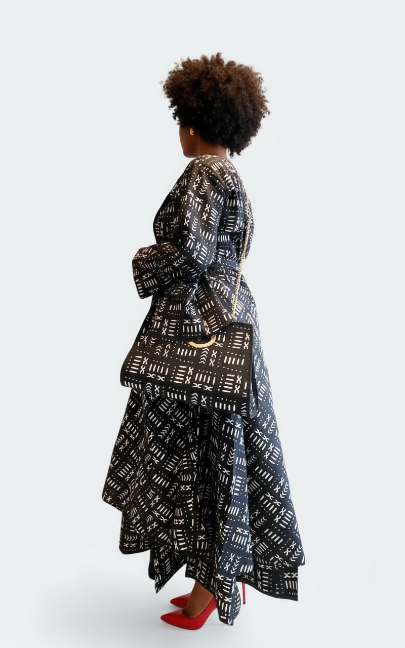 3pcs Set Maxi Skirt Pocketbook wrap Dress B