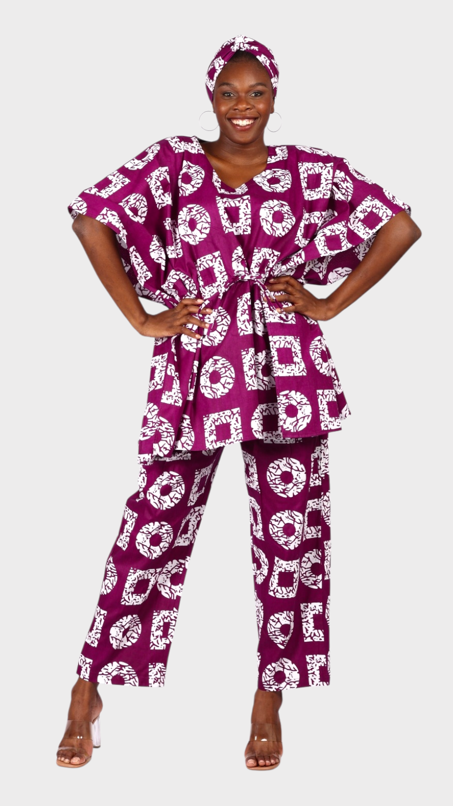 Peplum / kaftan Top & Pant Set Purple 806