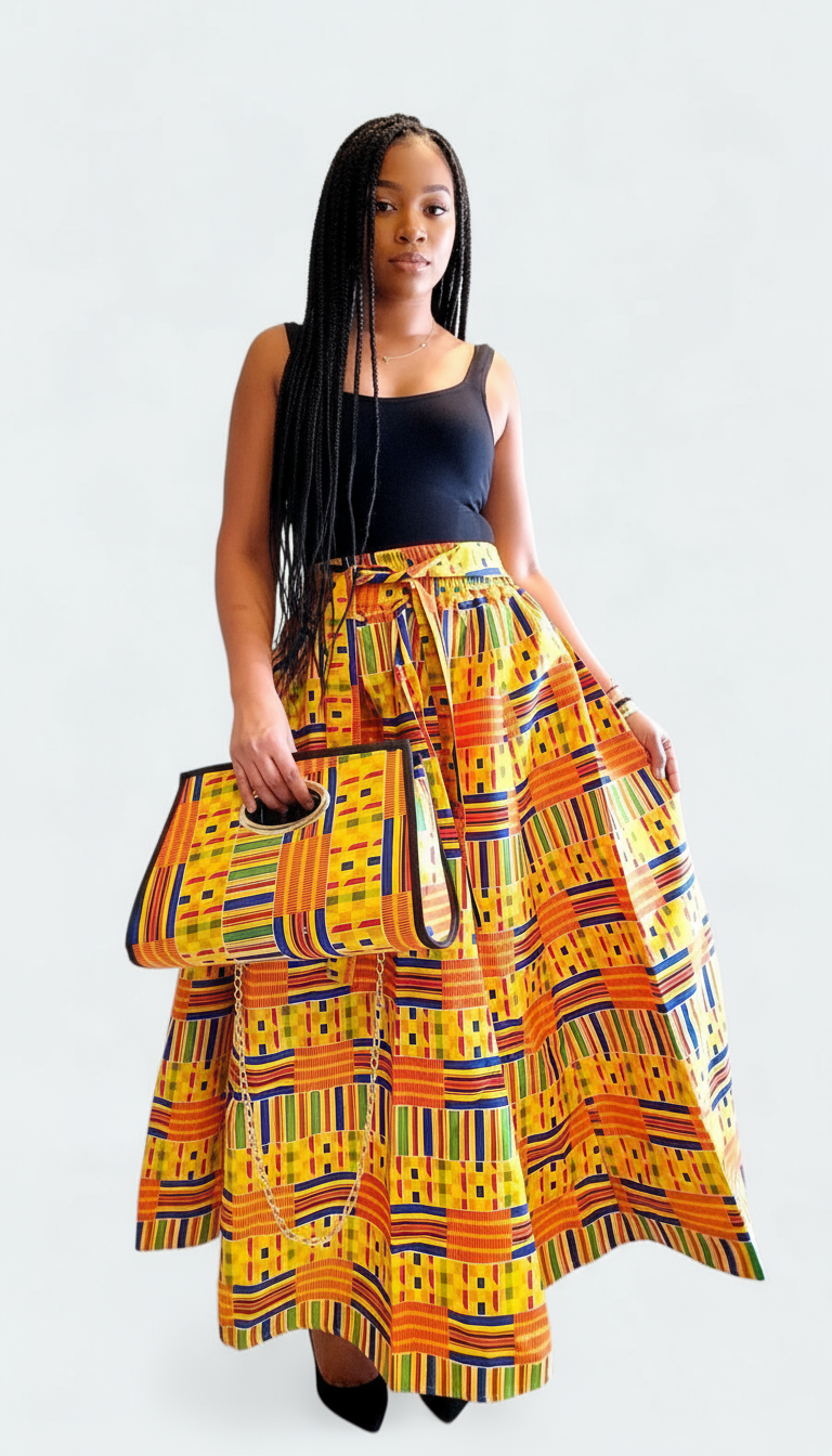 3pcs Set Maxi Skirt Pocketbook wrap Dress