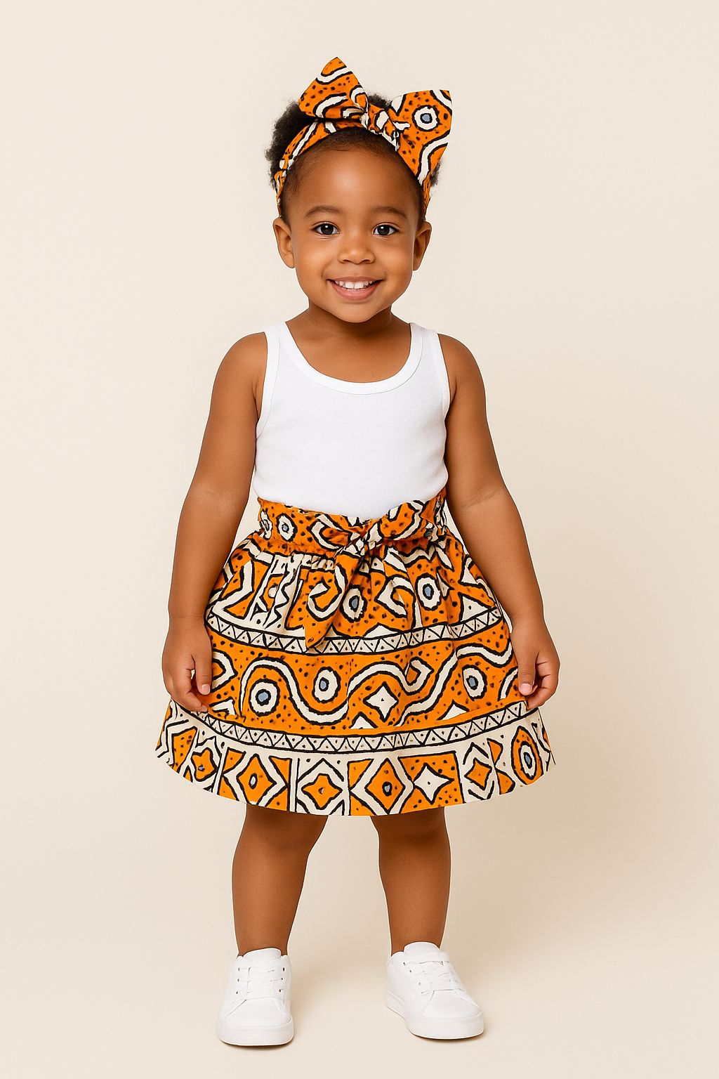 Little Girls Skirt & Scarf Set-Kids K005 Orange