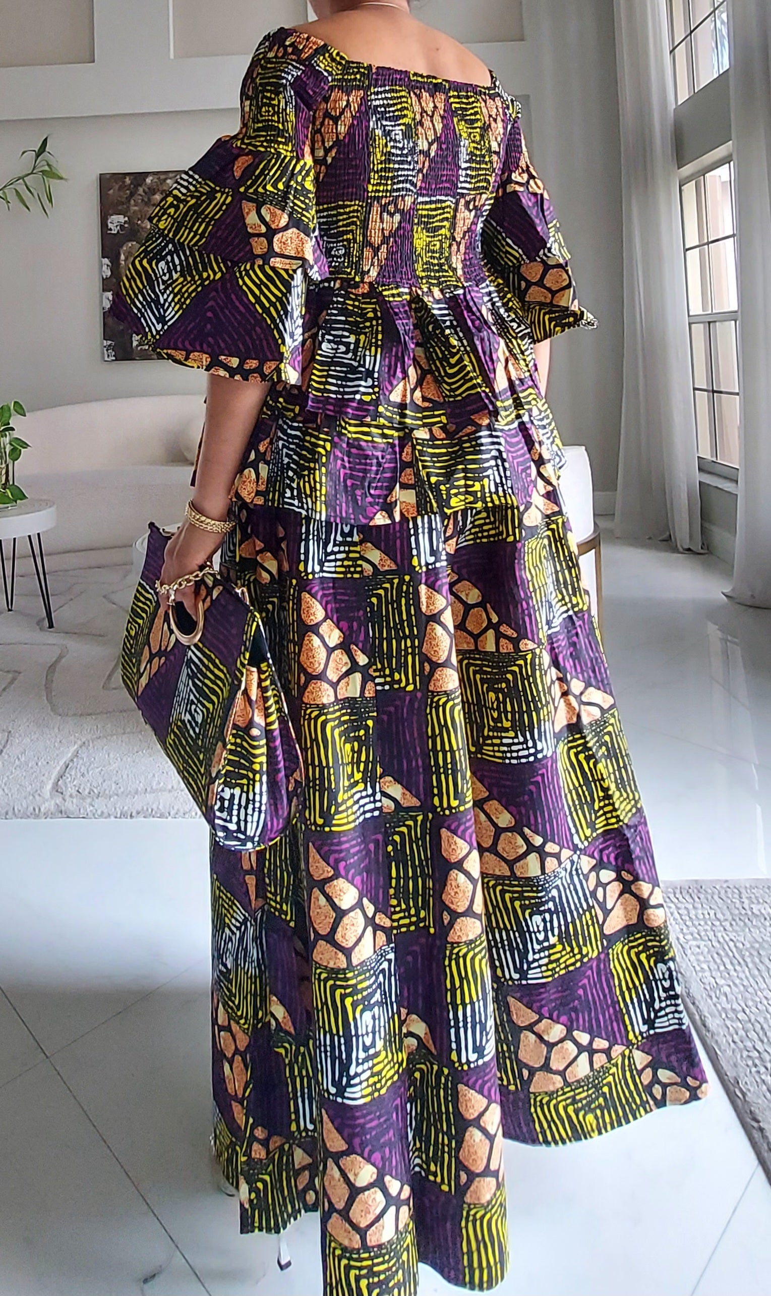 5-Piece African Ankara Pant Set Geometric - 019-PS14E