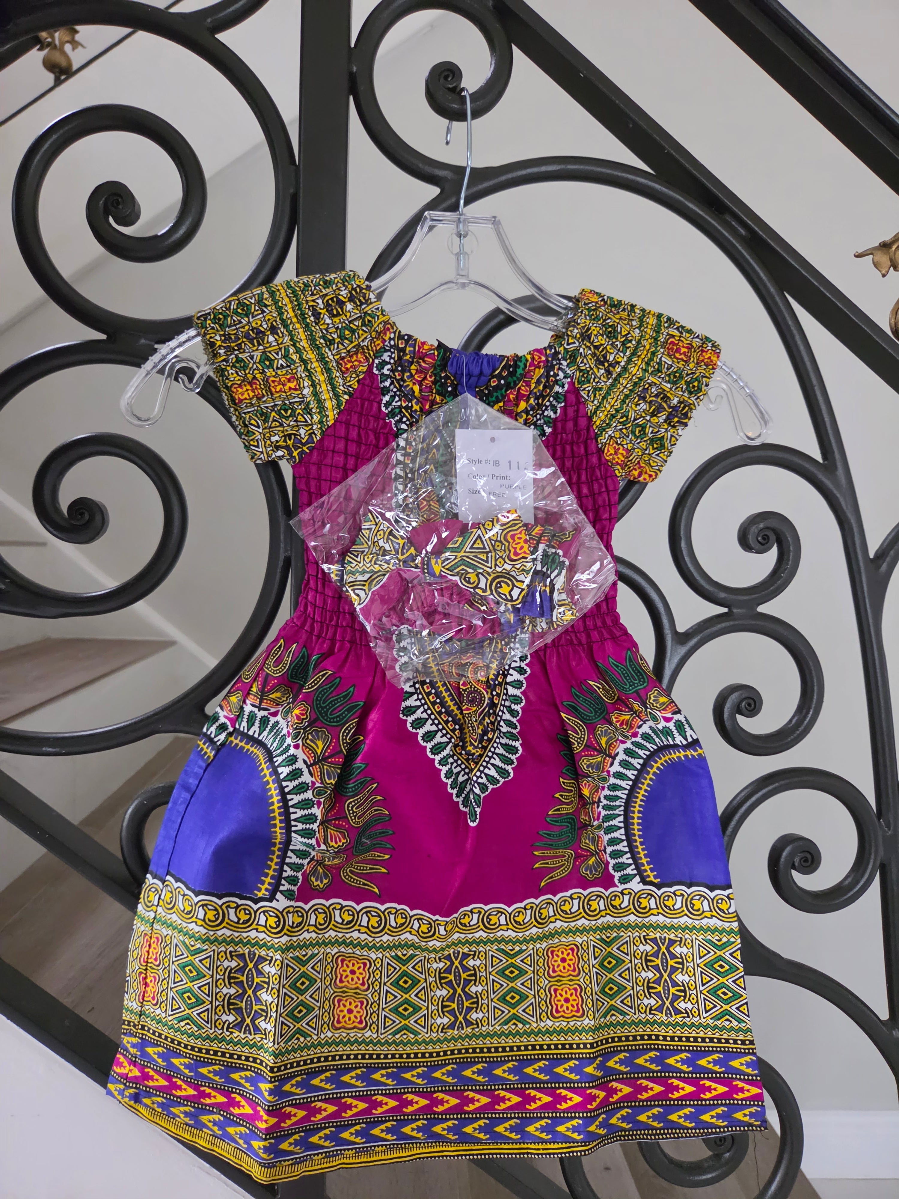 Little Kids / Girls African Dashiki Dresses With Head Band 112