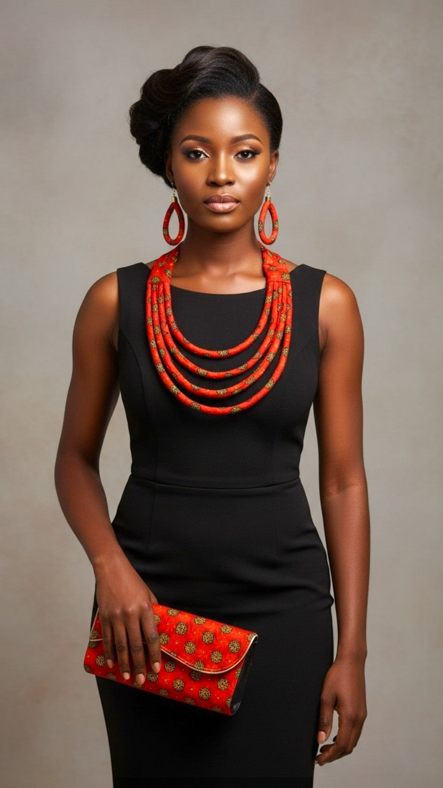 Clutch Bag & Rope  Necklace Set /African Kente /Ankara 22
