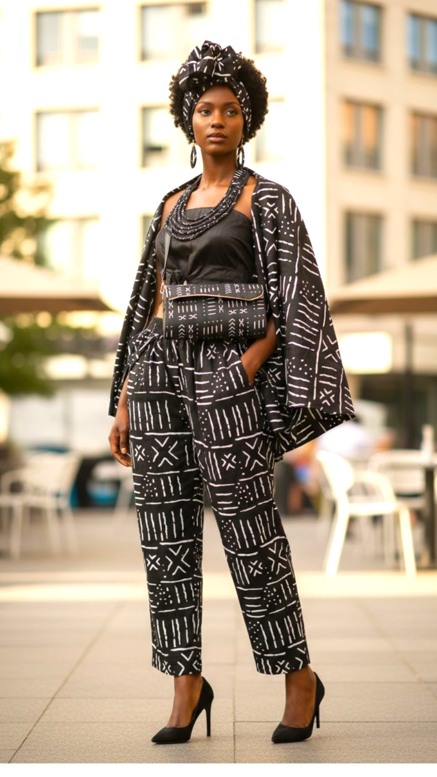 3PCS Set/ Cape Pant /Purse / Necklace Set -Tribal Print 25-60