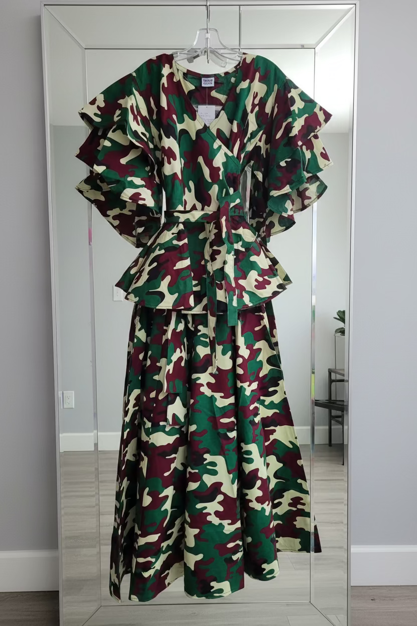 Wrap Blouse & Long Skirt Set