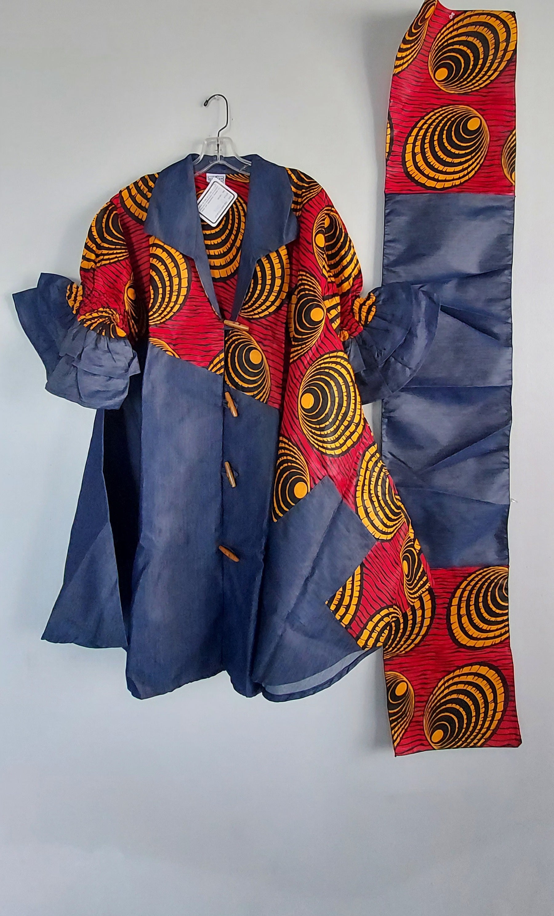 Denim Shirt Dress with Ankara African Print 3139 - P