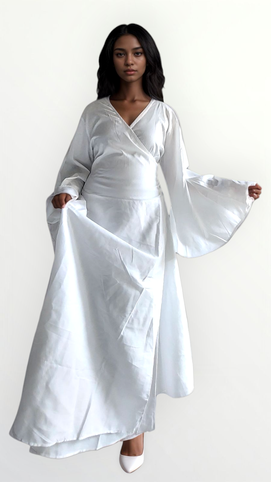 Women Wrap Around Dress/Bell sleeve - 1360