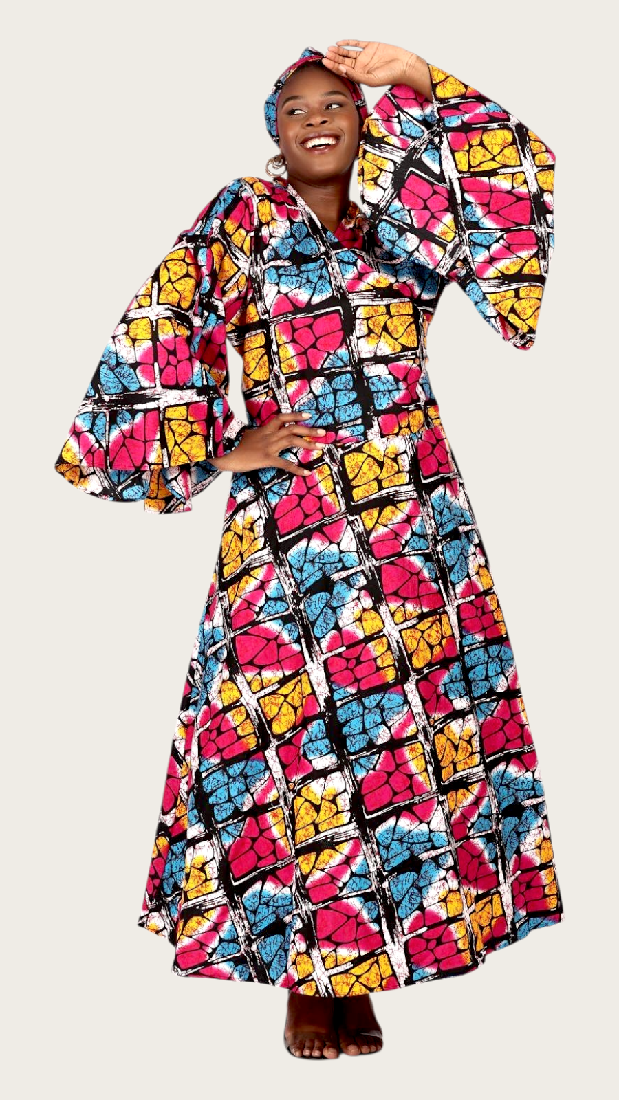 Wrap Dress / Ankara Kente Print - 1360 F
