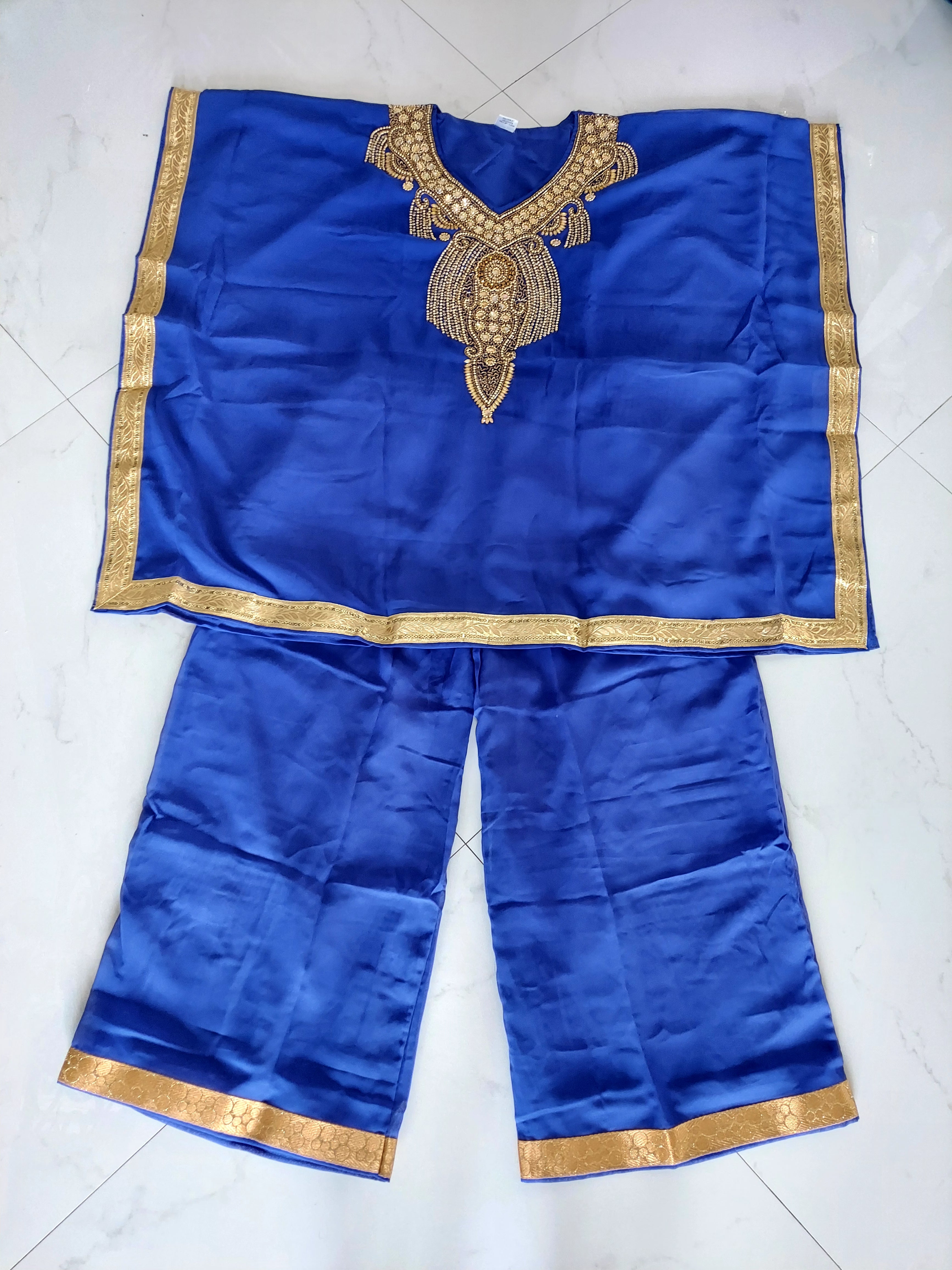 kaftan Palazzo Set Royal Blue And Gold - kP05
