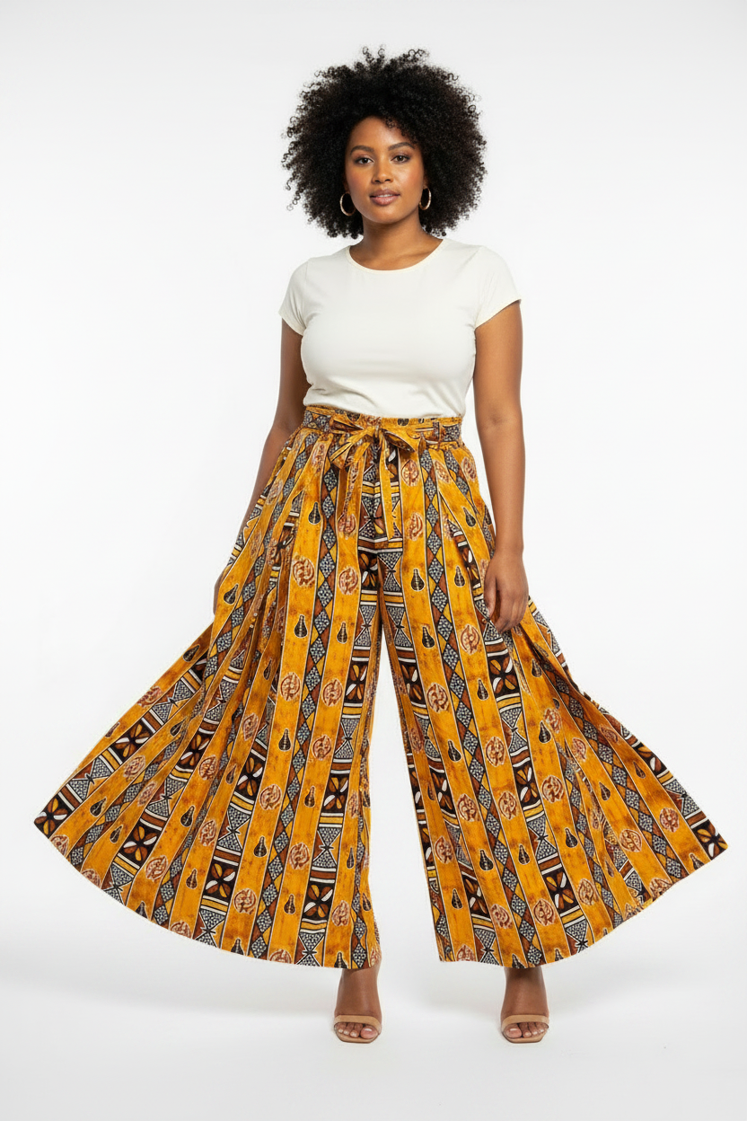 Long Palazzo  Mud Multi Tone- 701-59