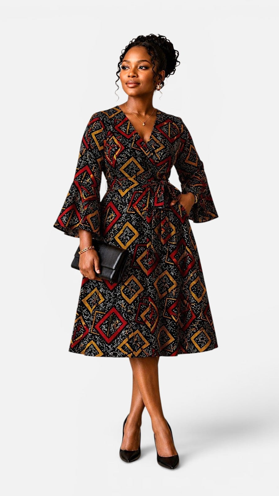 Mid Length Wrap Dress  1370