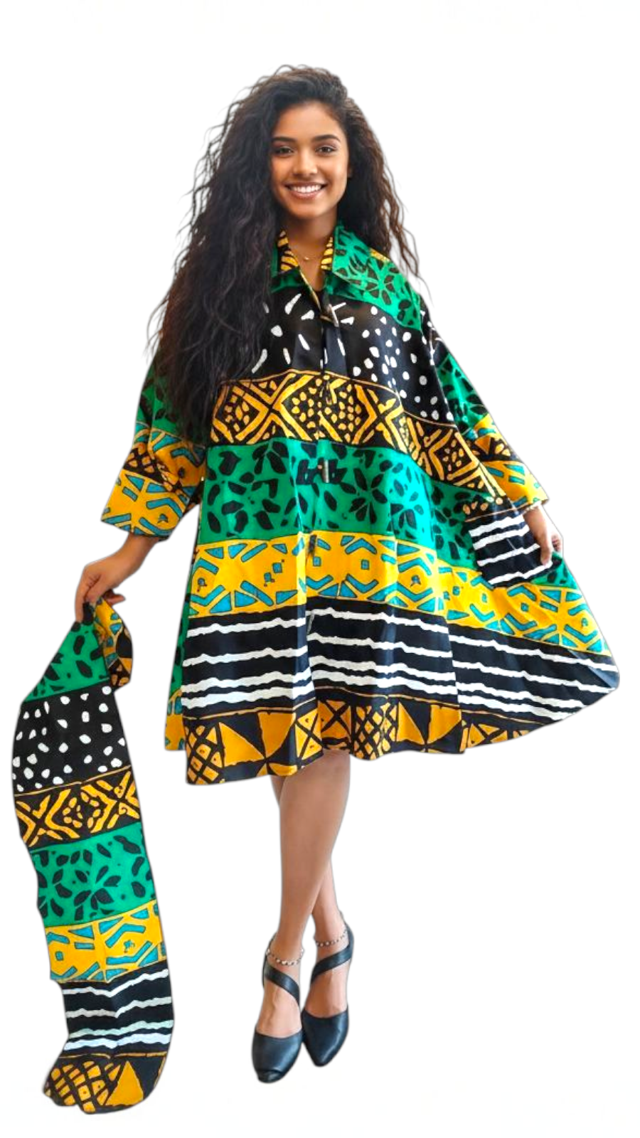 Cotton Short  Dress / Blouse- Ankara Print- 243 / DRS029