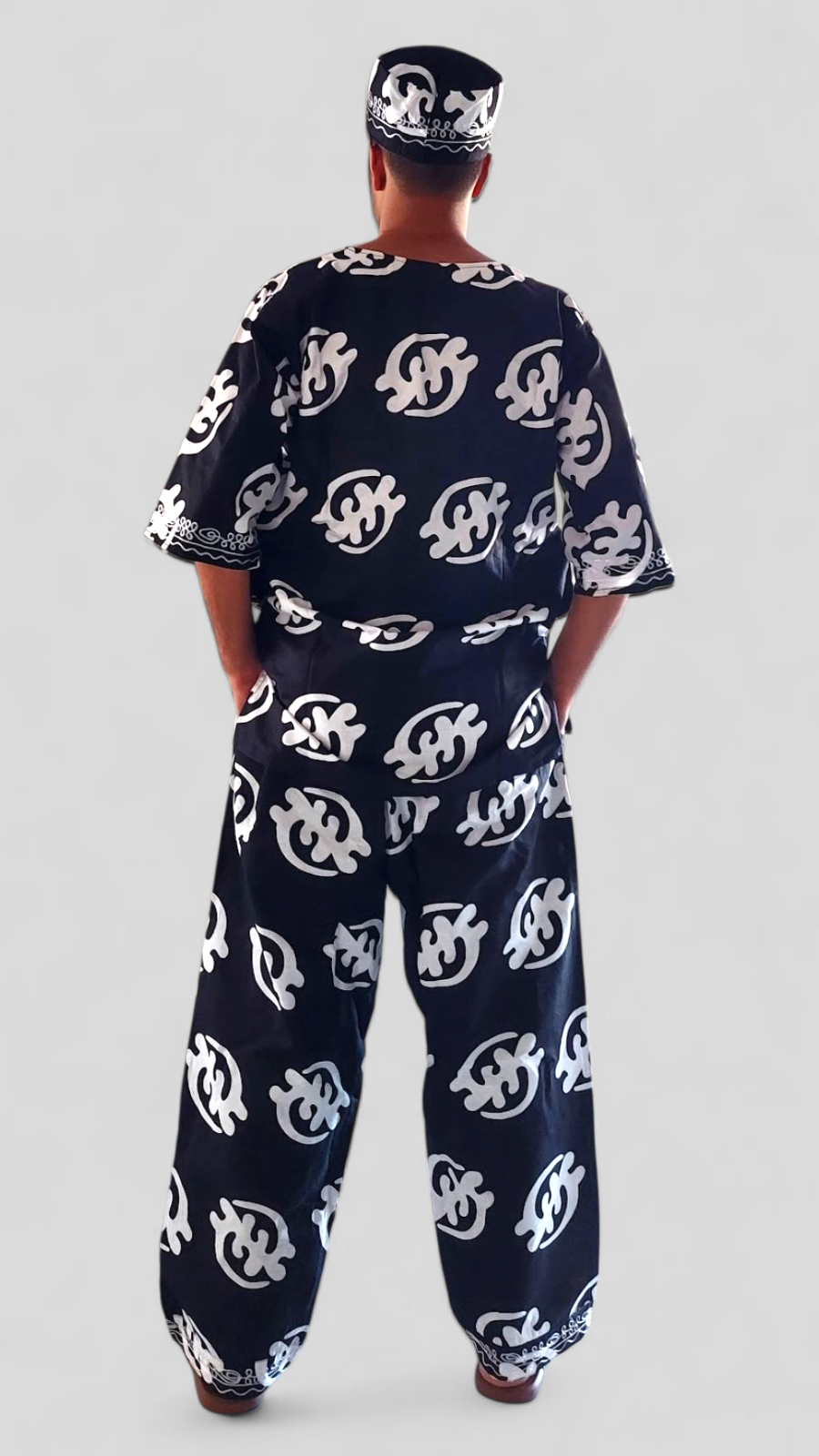 Men's 3Pcs Embroidery Set- Black Gynamee Print