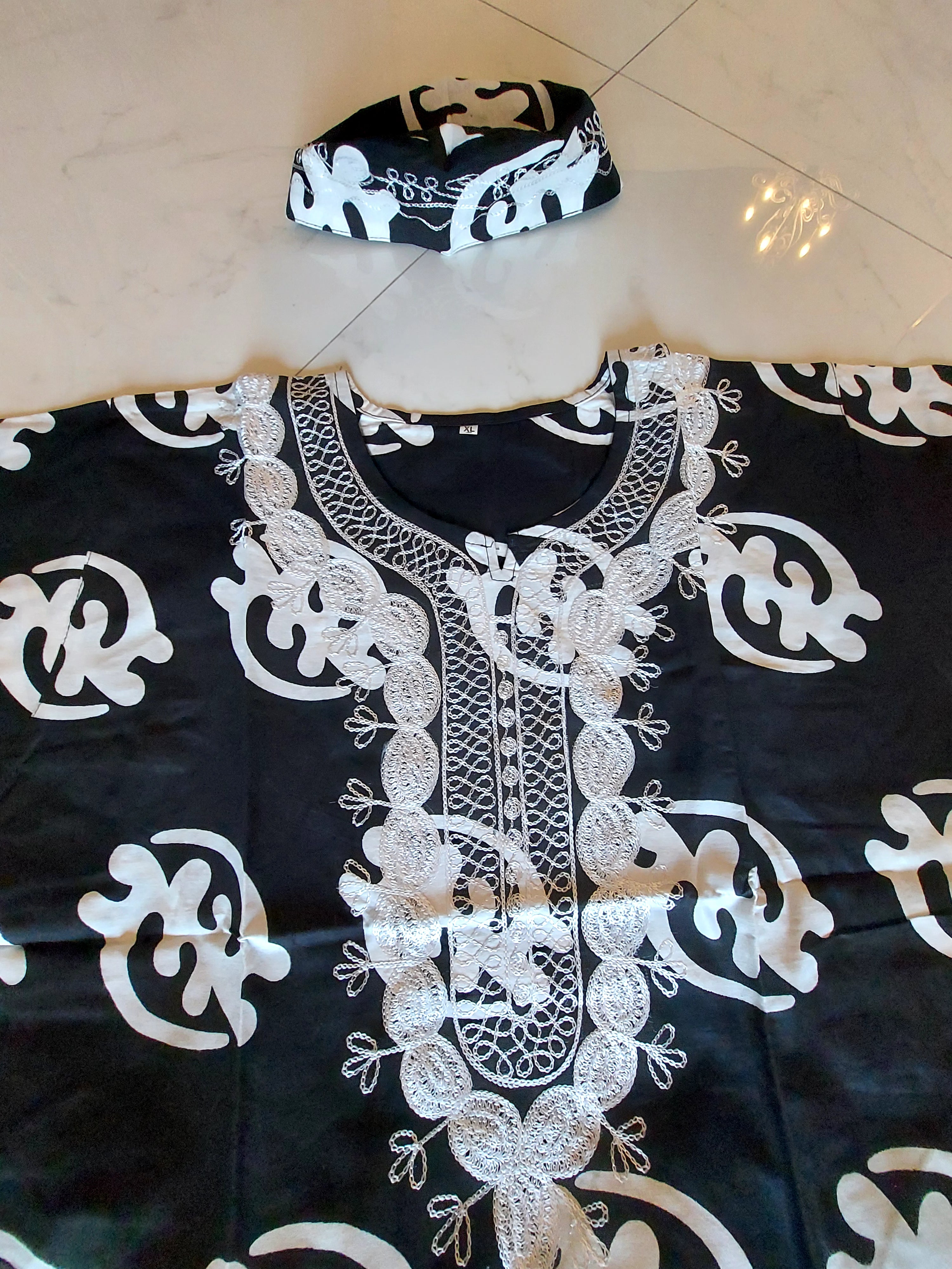 Men's 3Pcs Embroidery Set- Black Gynamee Print