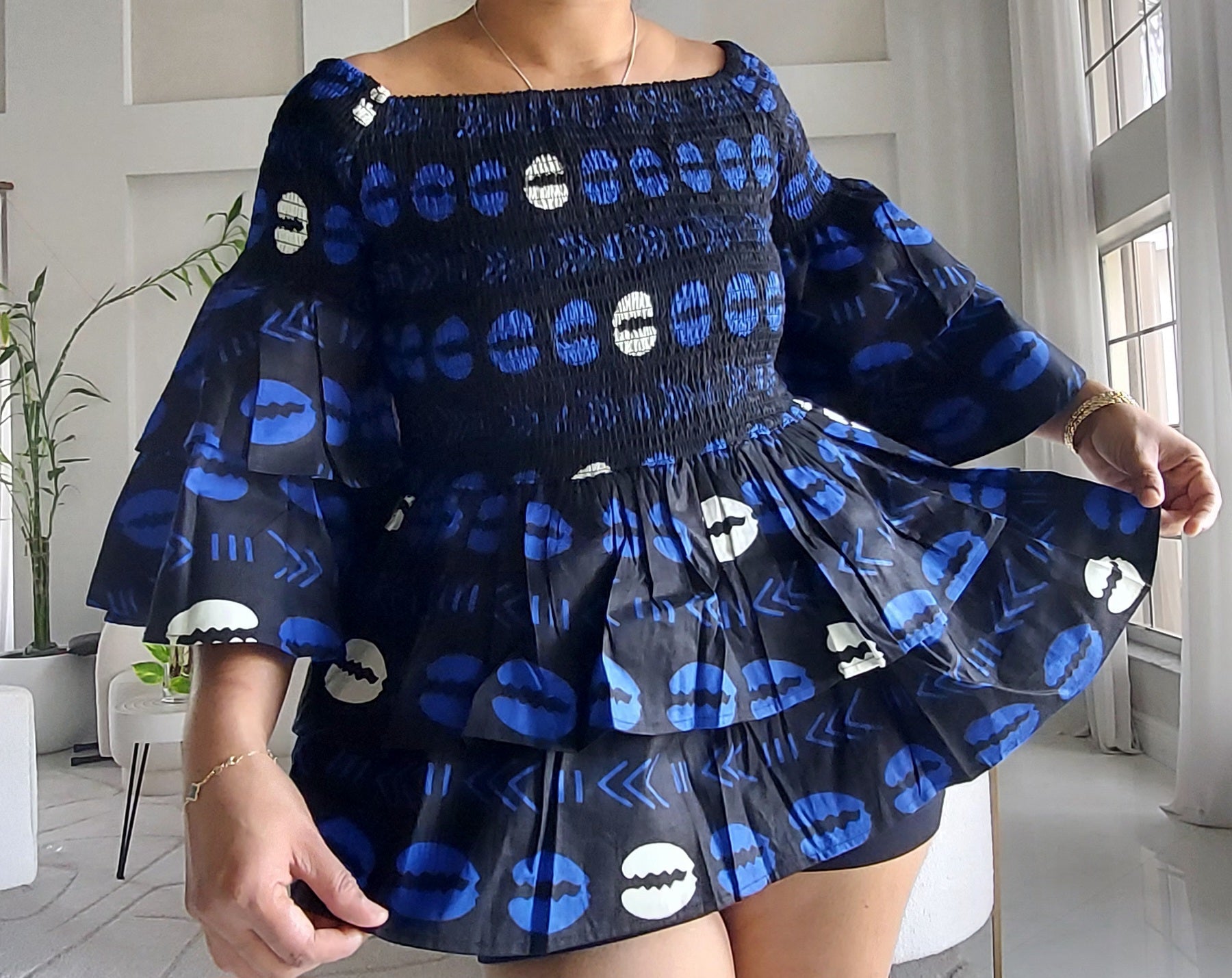 5-Piece African Ankara Pant Set – Bold Blue Elegance 019-PS14B