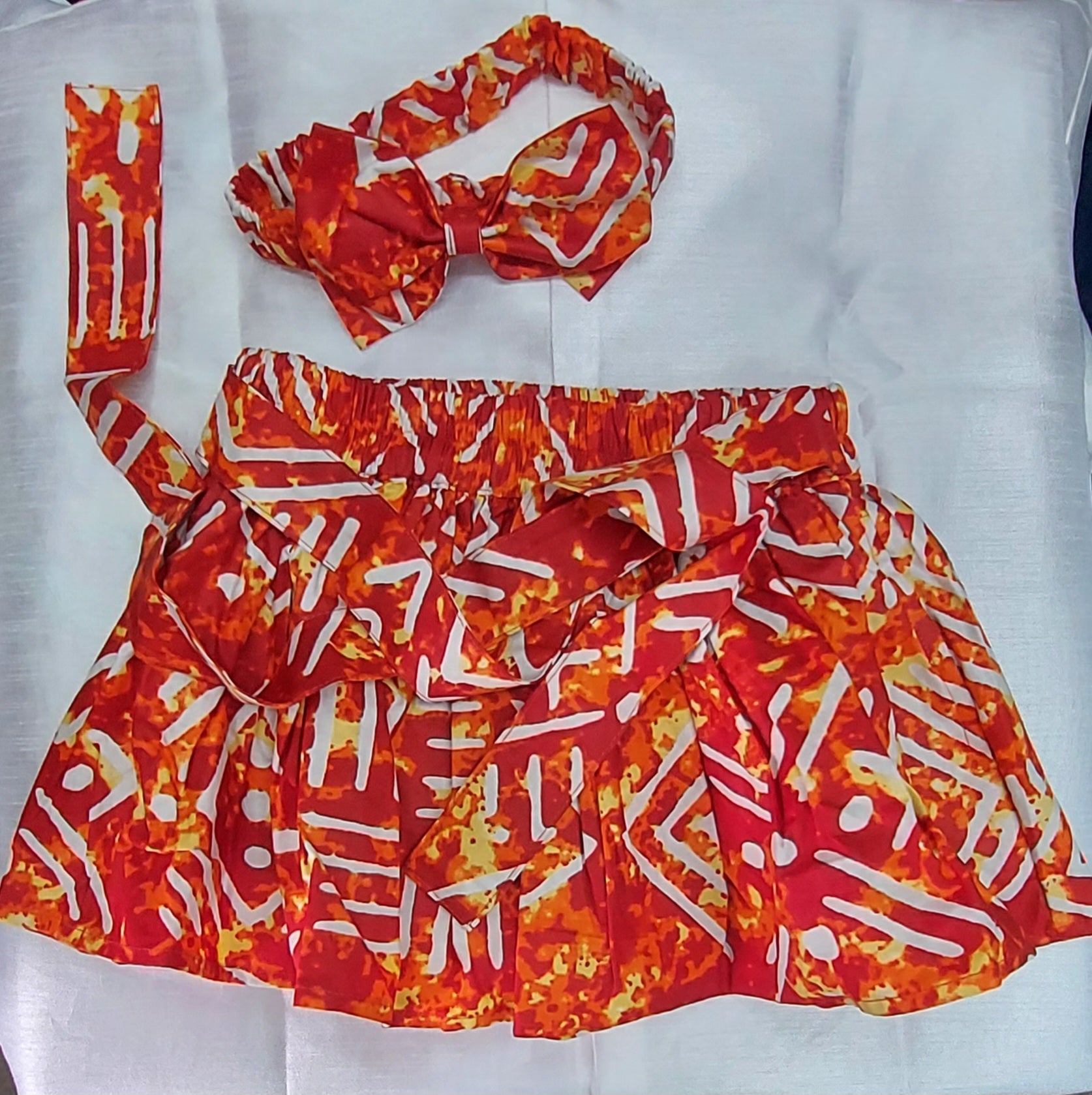 Little Girls Skirt & Bow Set-Kids Fiery K05