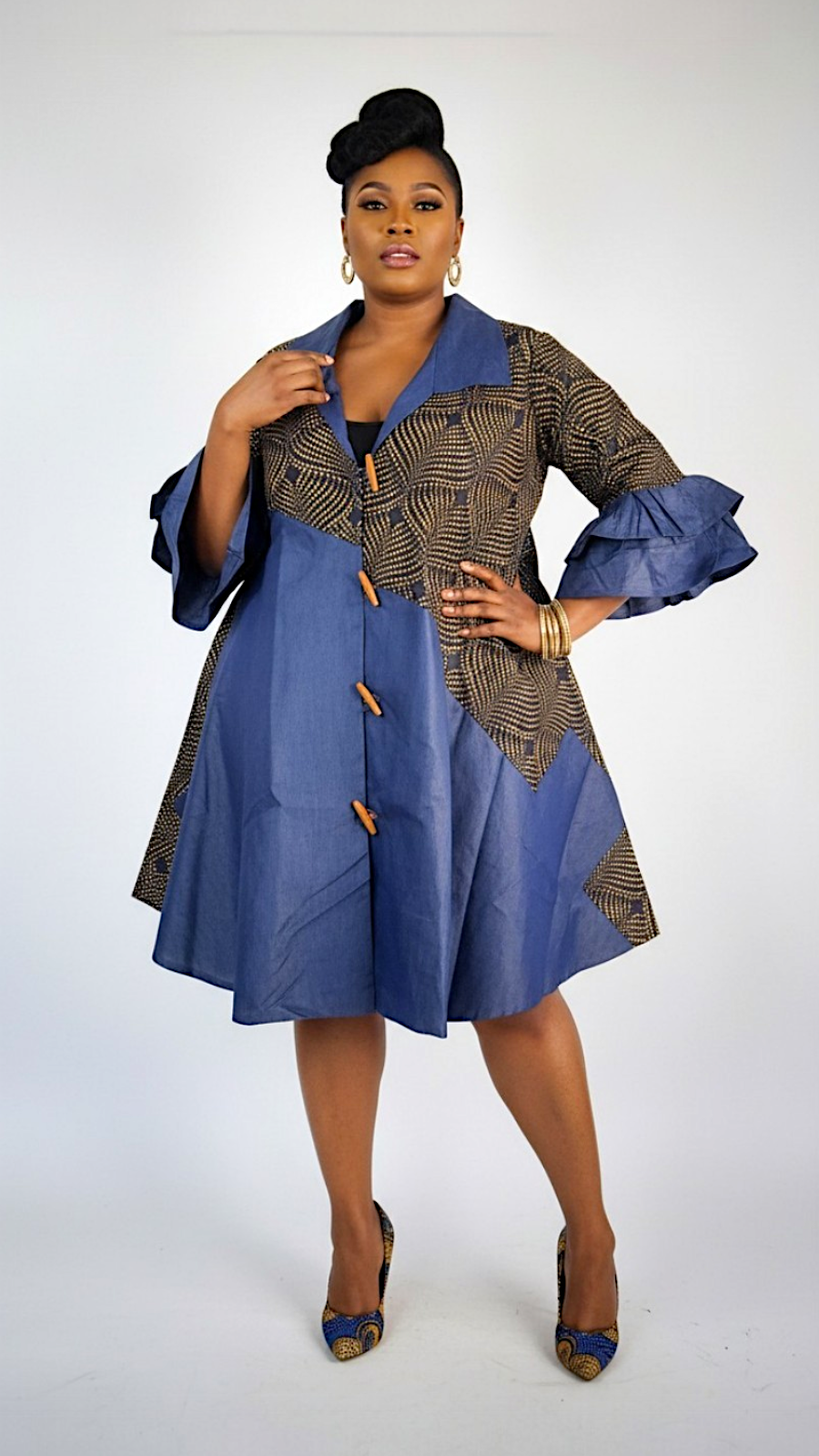 denim print dress Women's Petals in the Sun Light Wash Floral Print Denim Mini Dress | Size: M