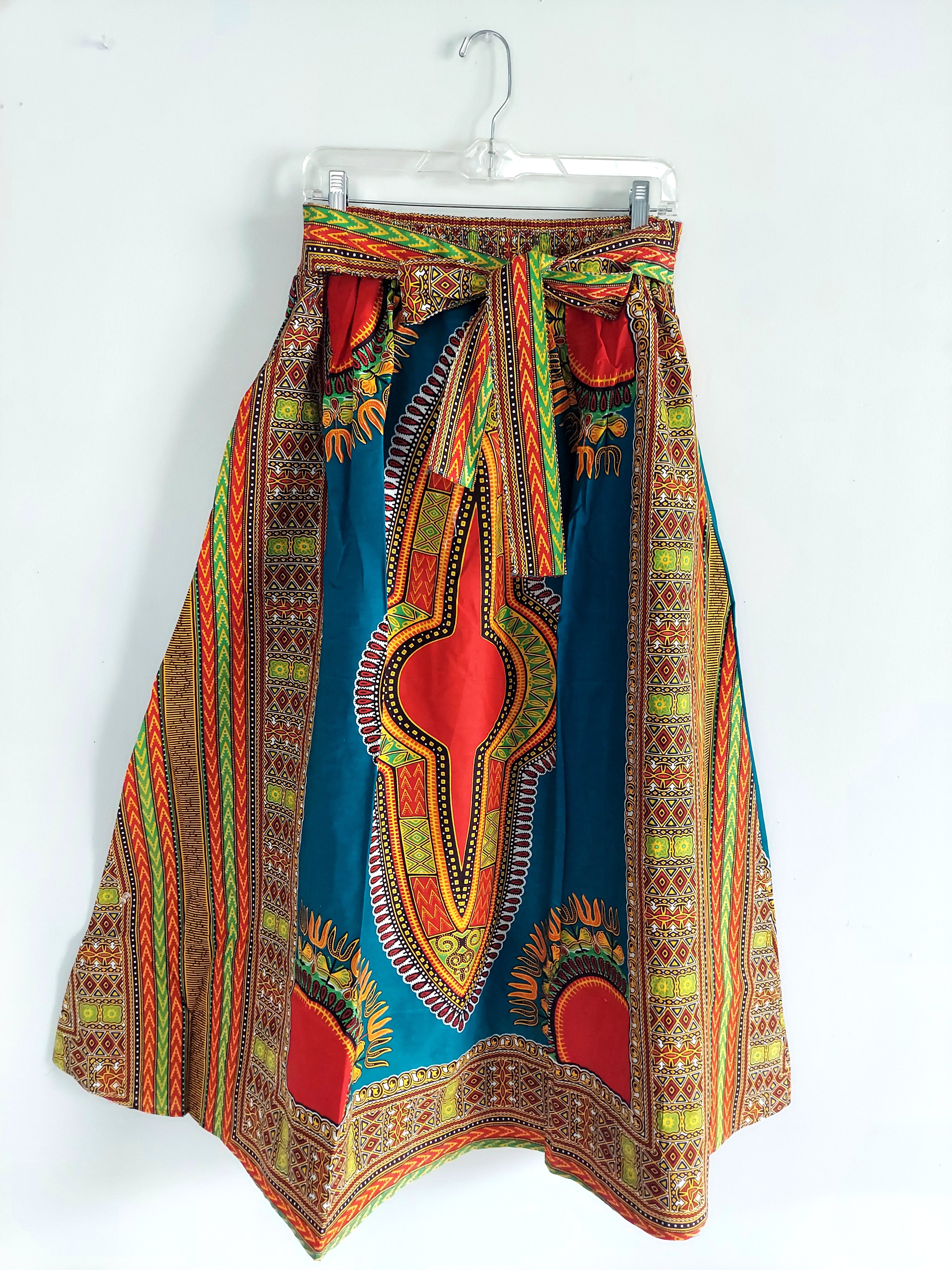 Women Long Dashiki Print Skirt - 6011D
