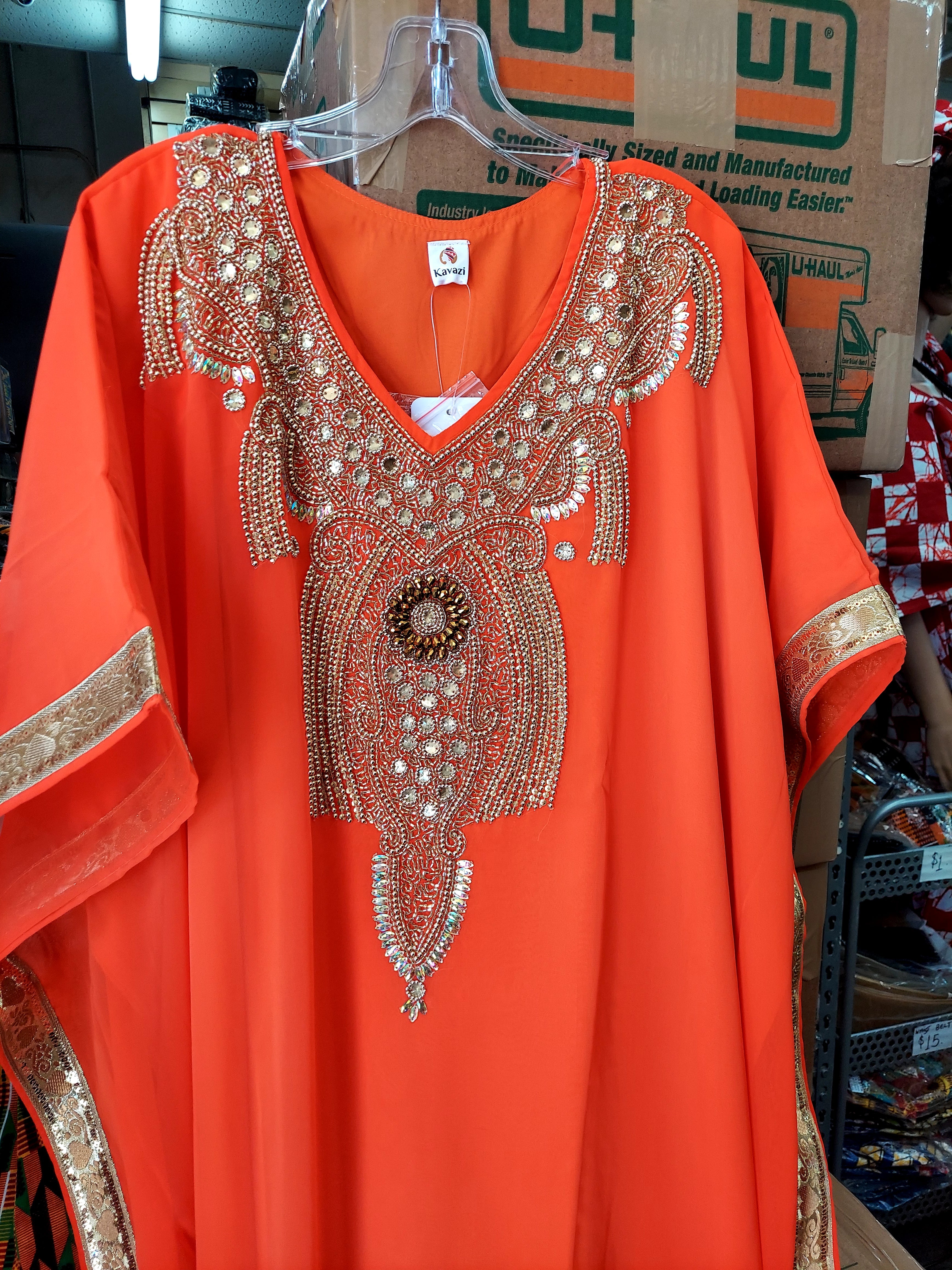 Beaded kaftan Dress With  Border