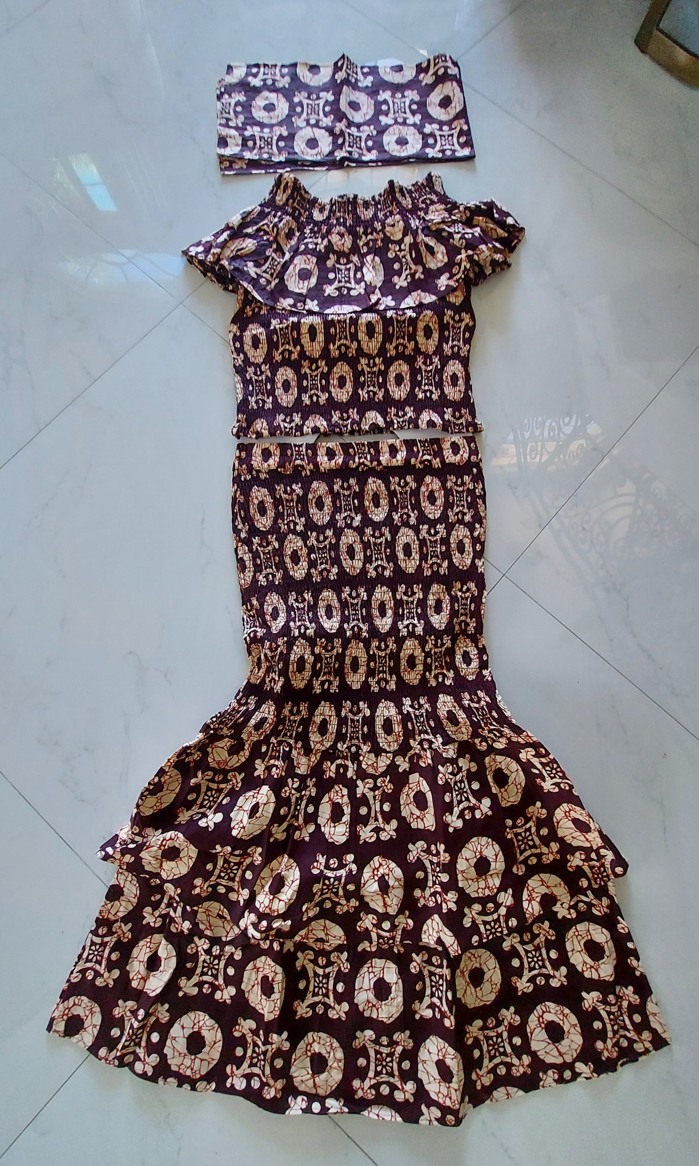 Smock fit & flare Skirt & Blouse Set-DRS019