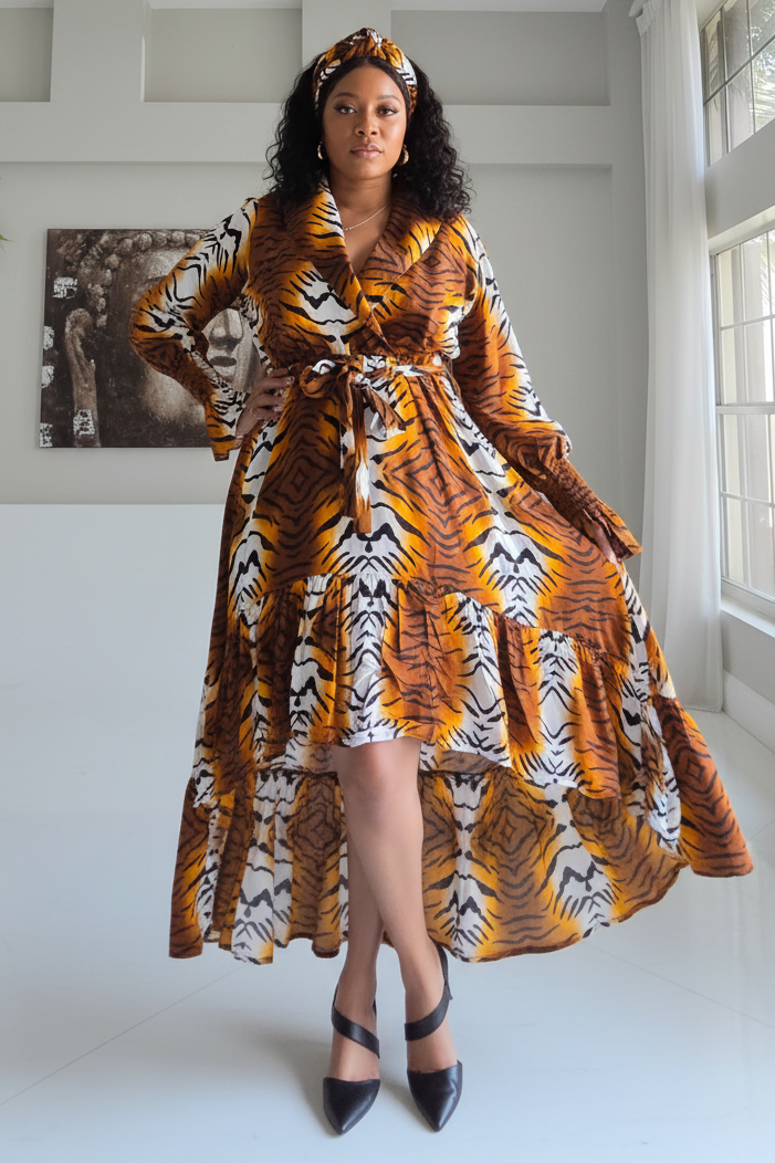 Tiger Print High-Low Dress - 7632R