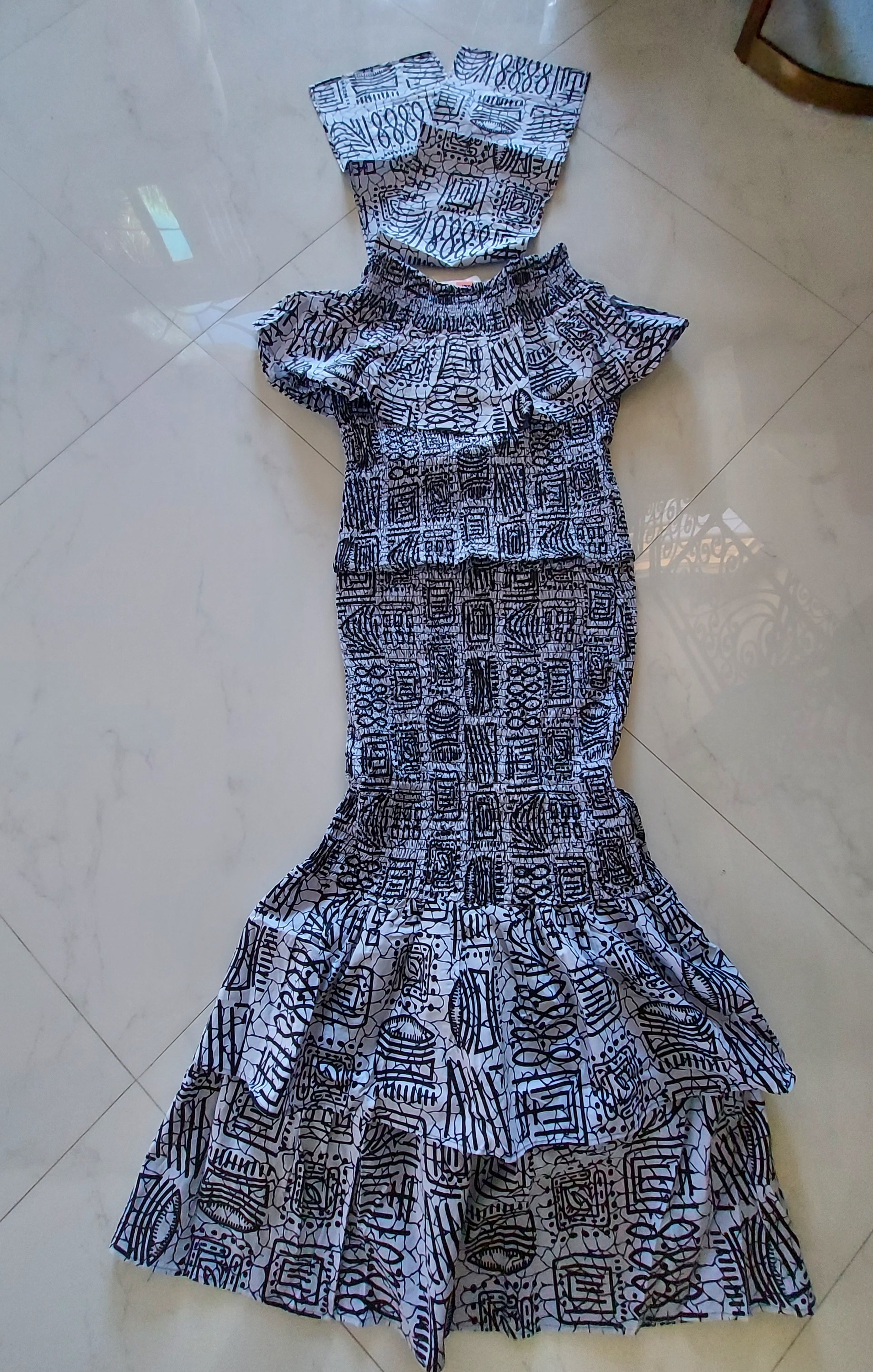 Smock fit & flare Skirt & Blouse Set-DRS019