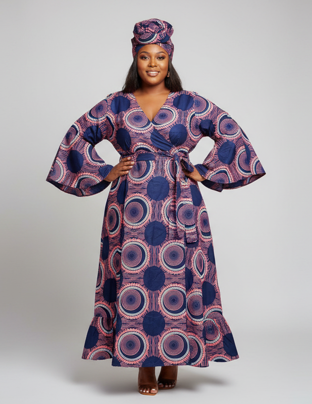 Wrap Dress / Ankara Kente Print - 1360 H