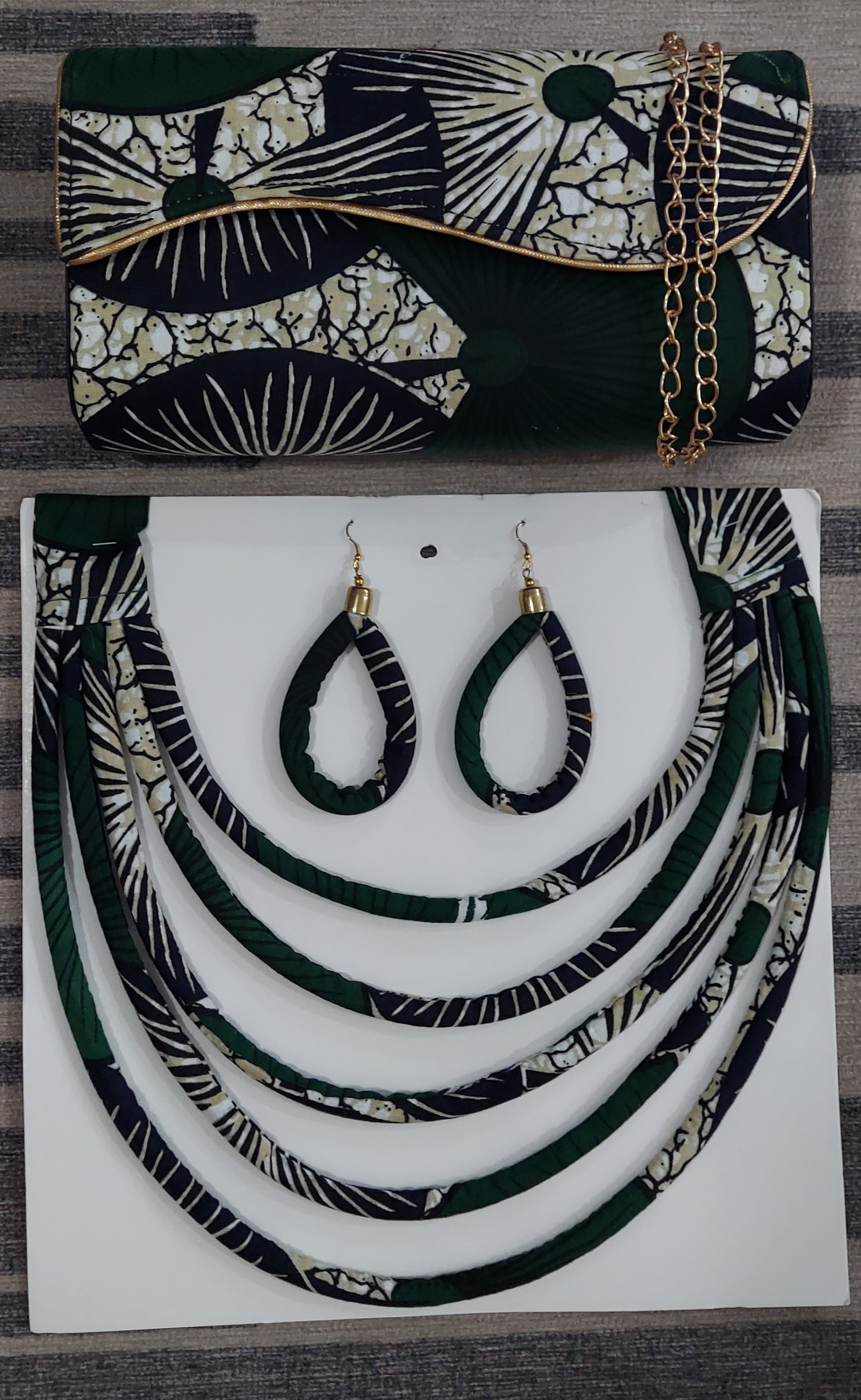 Clutch Bag & Rope  Necklace Set /African Kente /Ankara 24