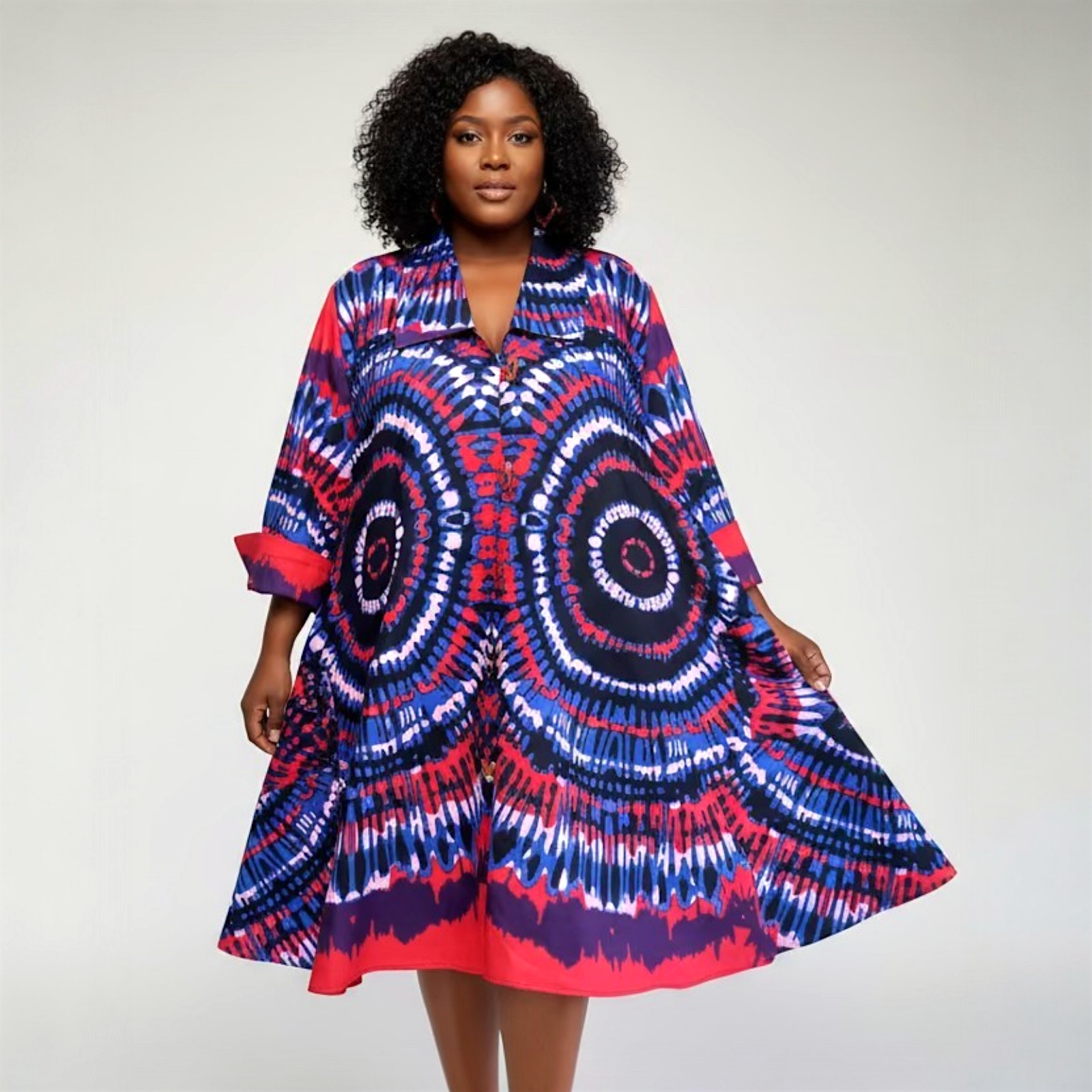 Cotton Swing Dress / Top / Ankara Pink Tie-Dye Print-243 / DRS029