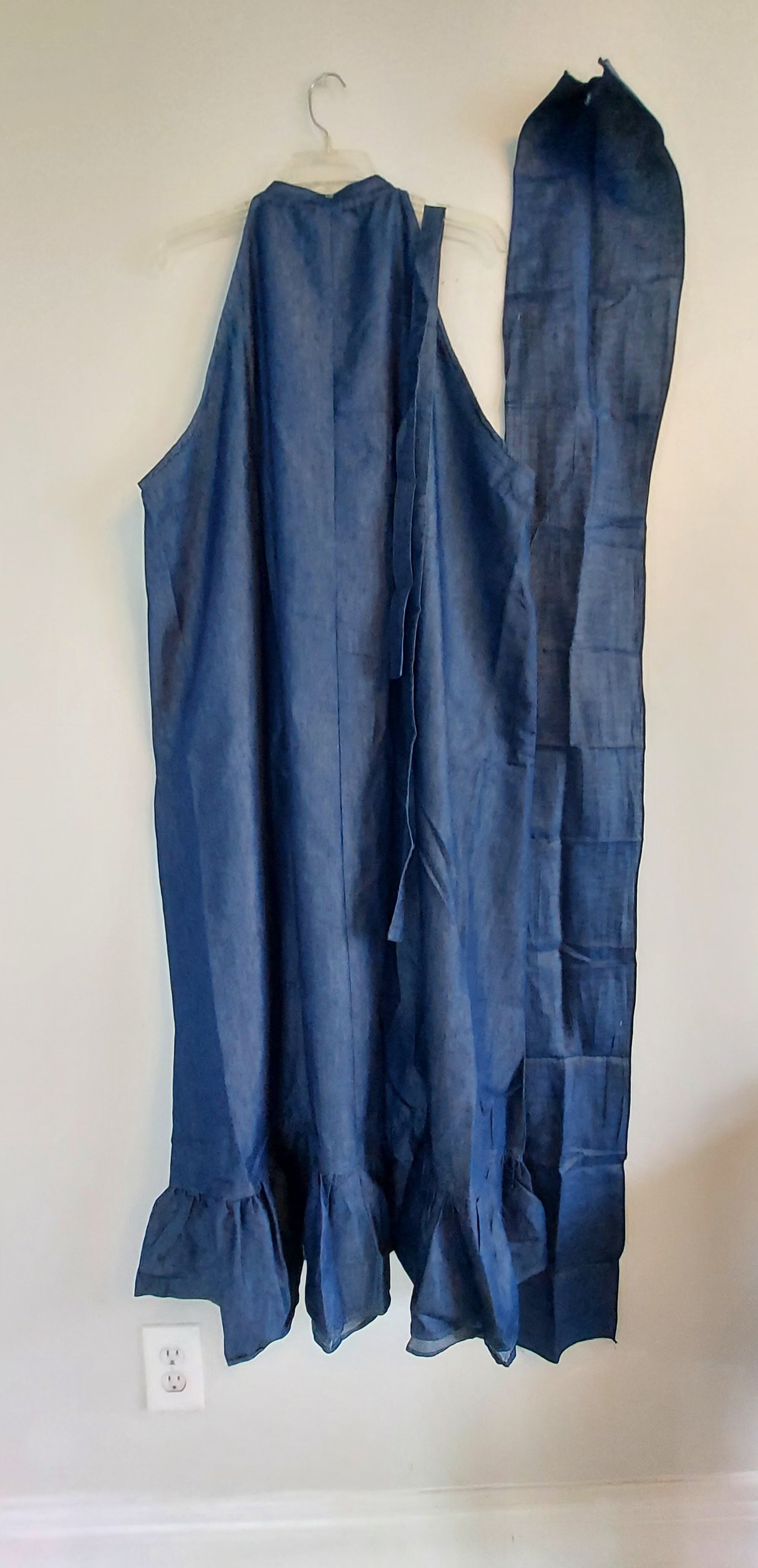 Haltered Neck Bottton Middi Dress 796 Dark Denim