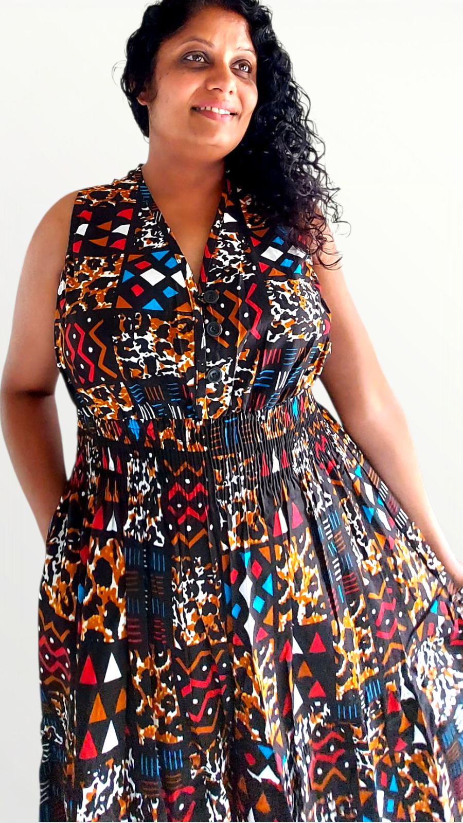 Smocked Dress With Scarf - 2038-66