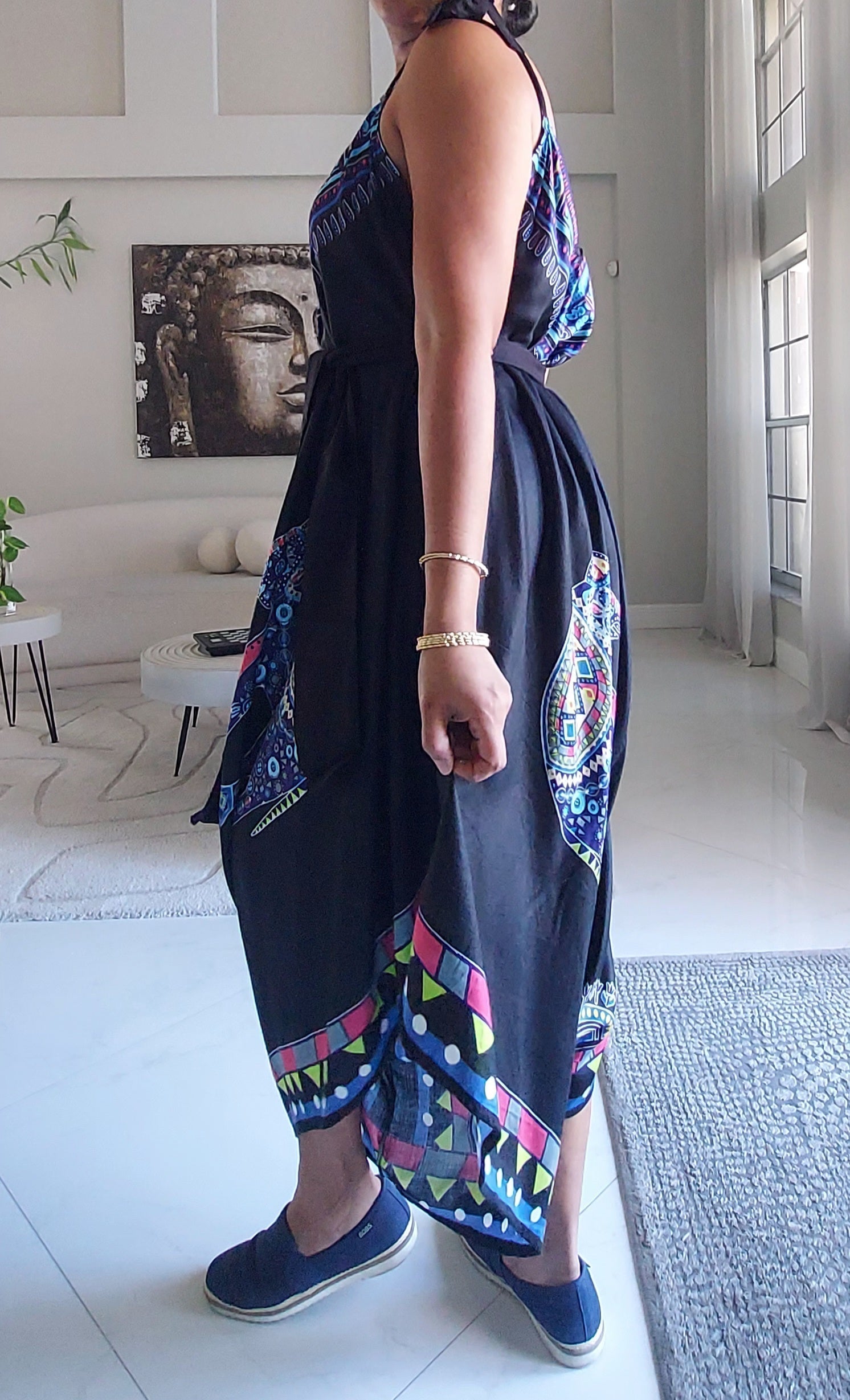 Harem Romper / Jumper  Elephant Print Red -009