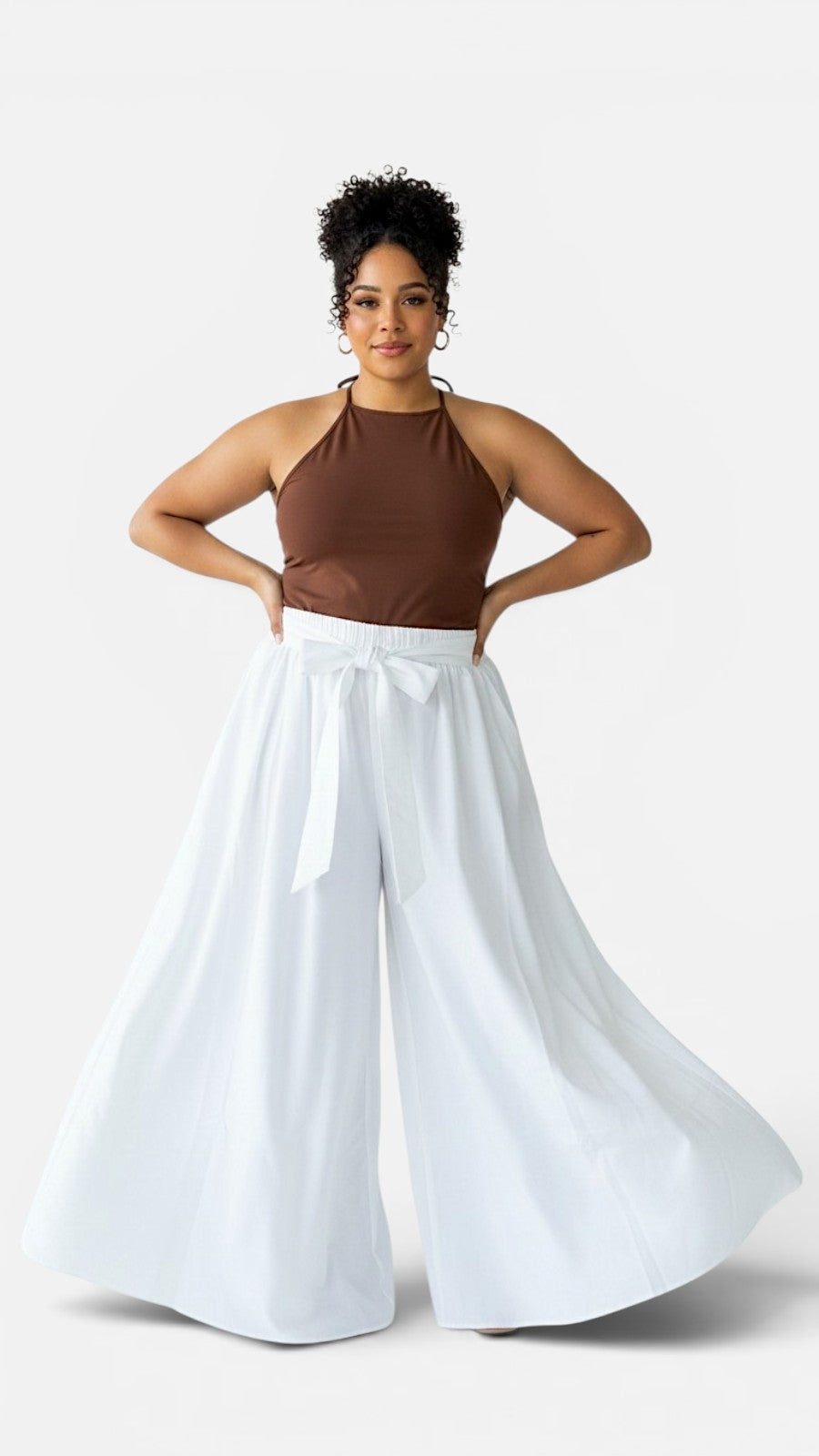 Women Palazzo Pant / Wide Leg Pant -PS13S White