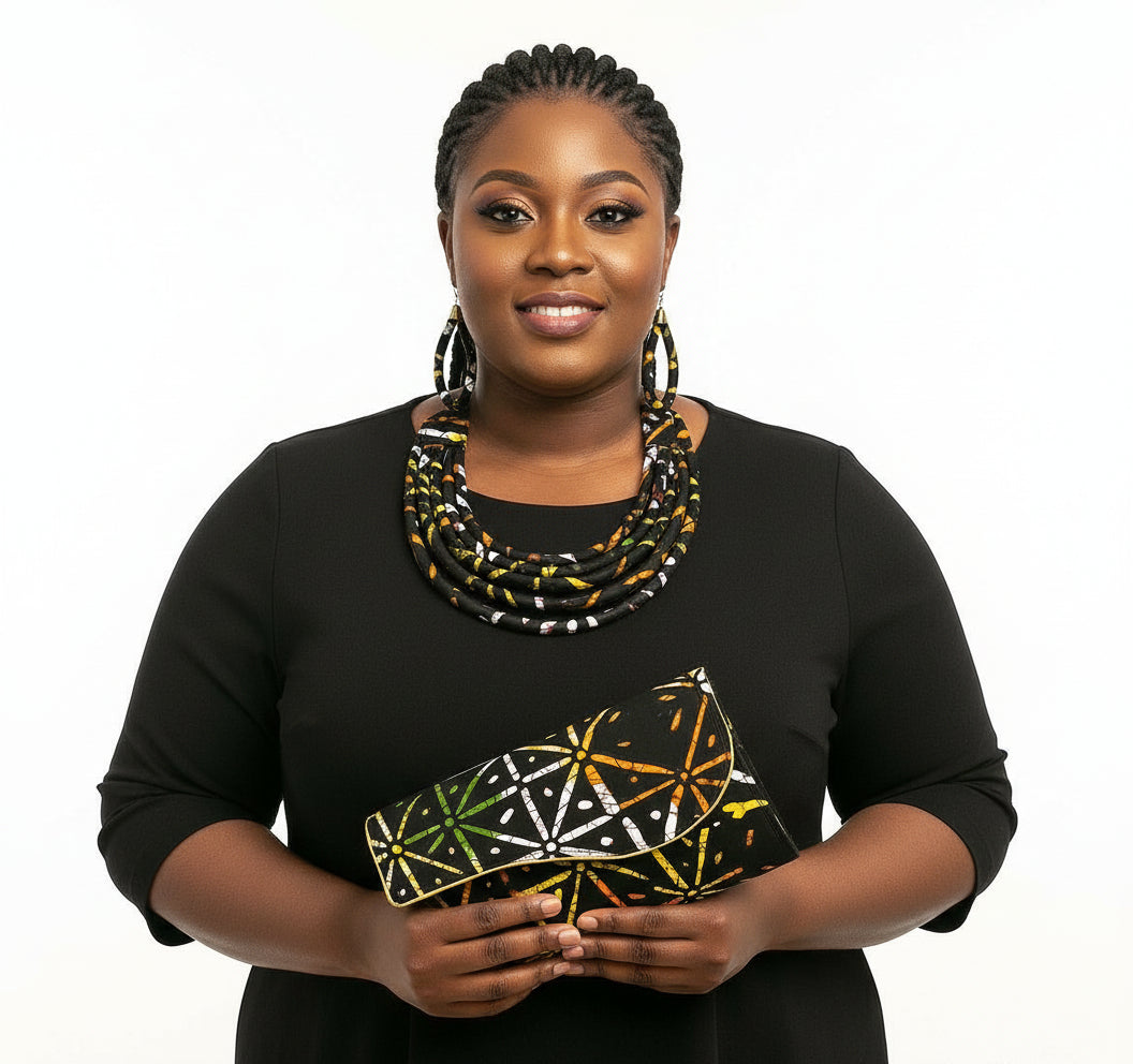 Clutch Bag & Rope  Necklace Set /African Print /Ankara15