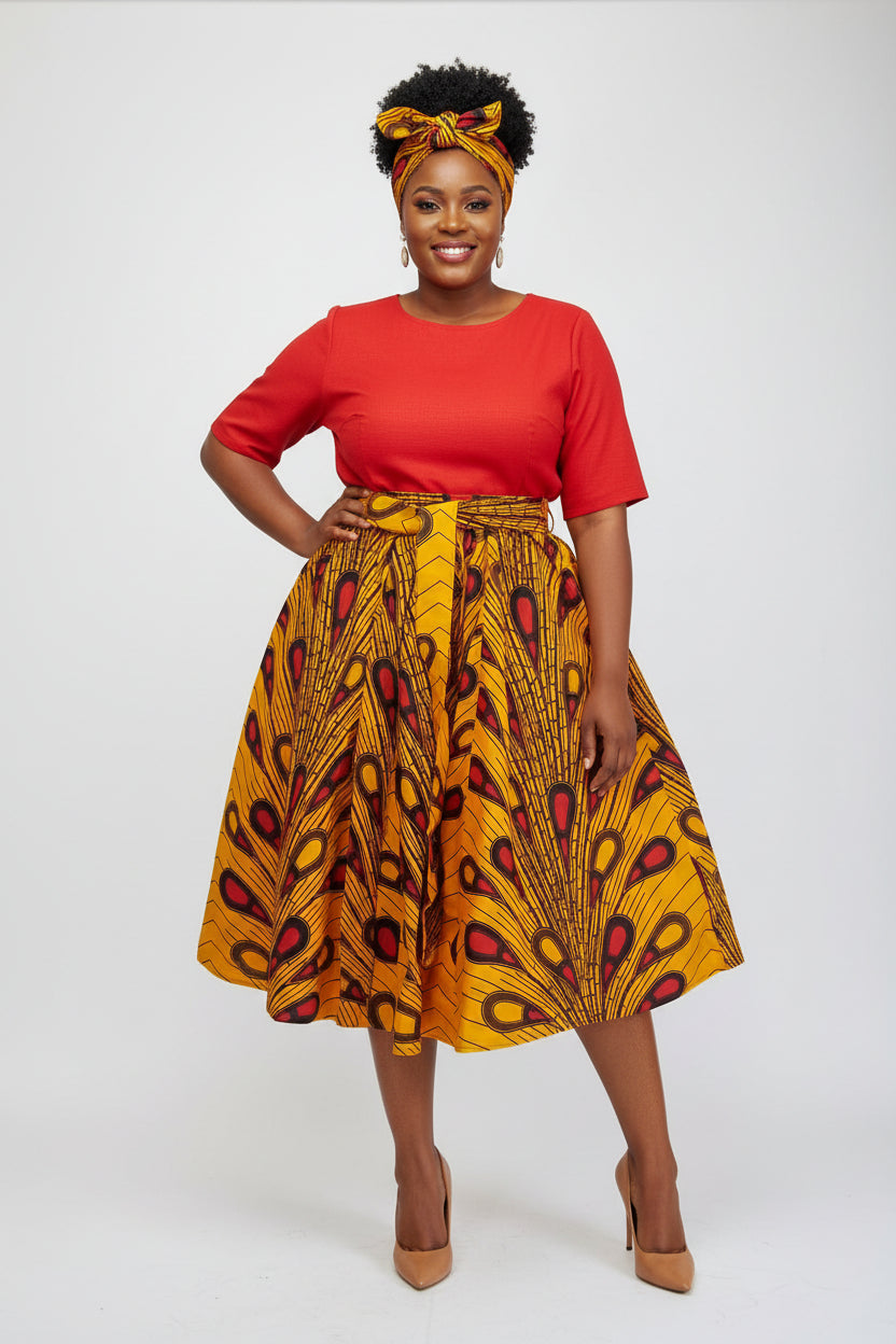 Ankara Midi Flare Skirt 1312 K