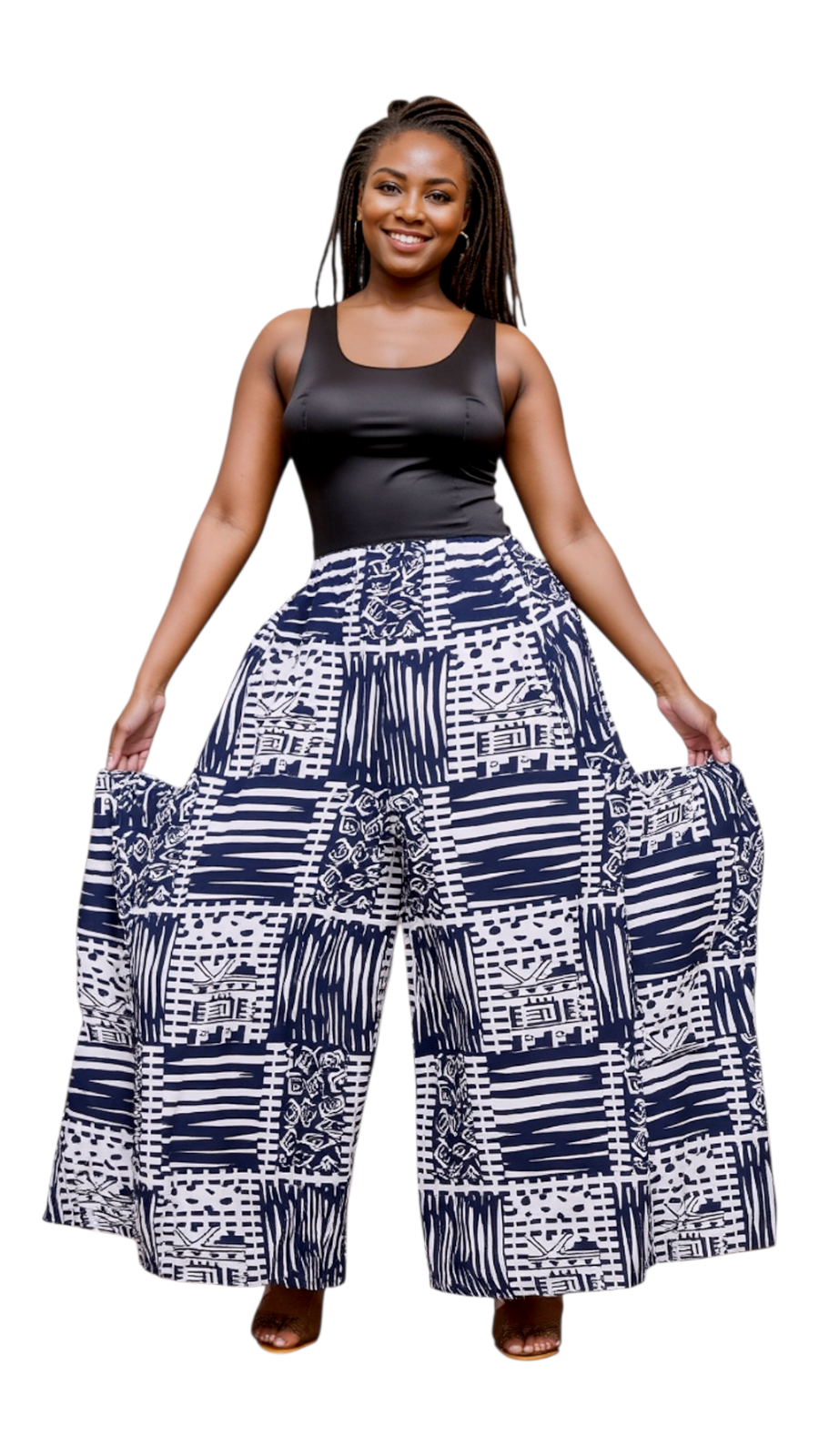 240 Big Pocket Palazzo Pant Blue/White