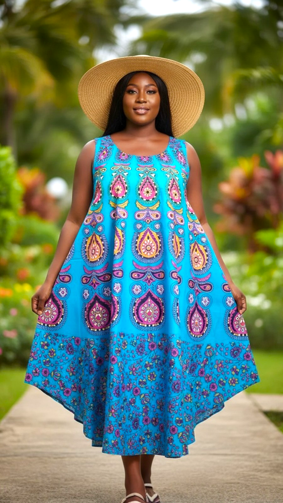 Women Cotton Umbrella Dress- Mandala Print 201