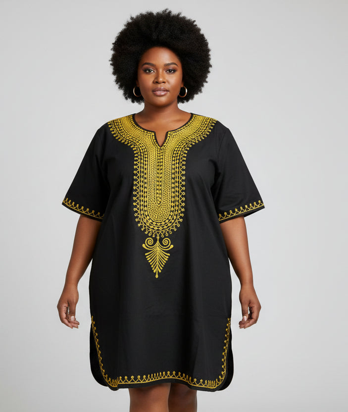 Unisex/ Men/women kurta  Embroidery Top - Black