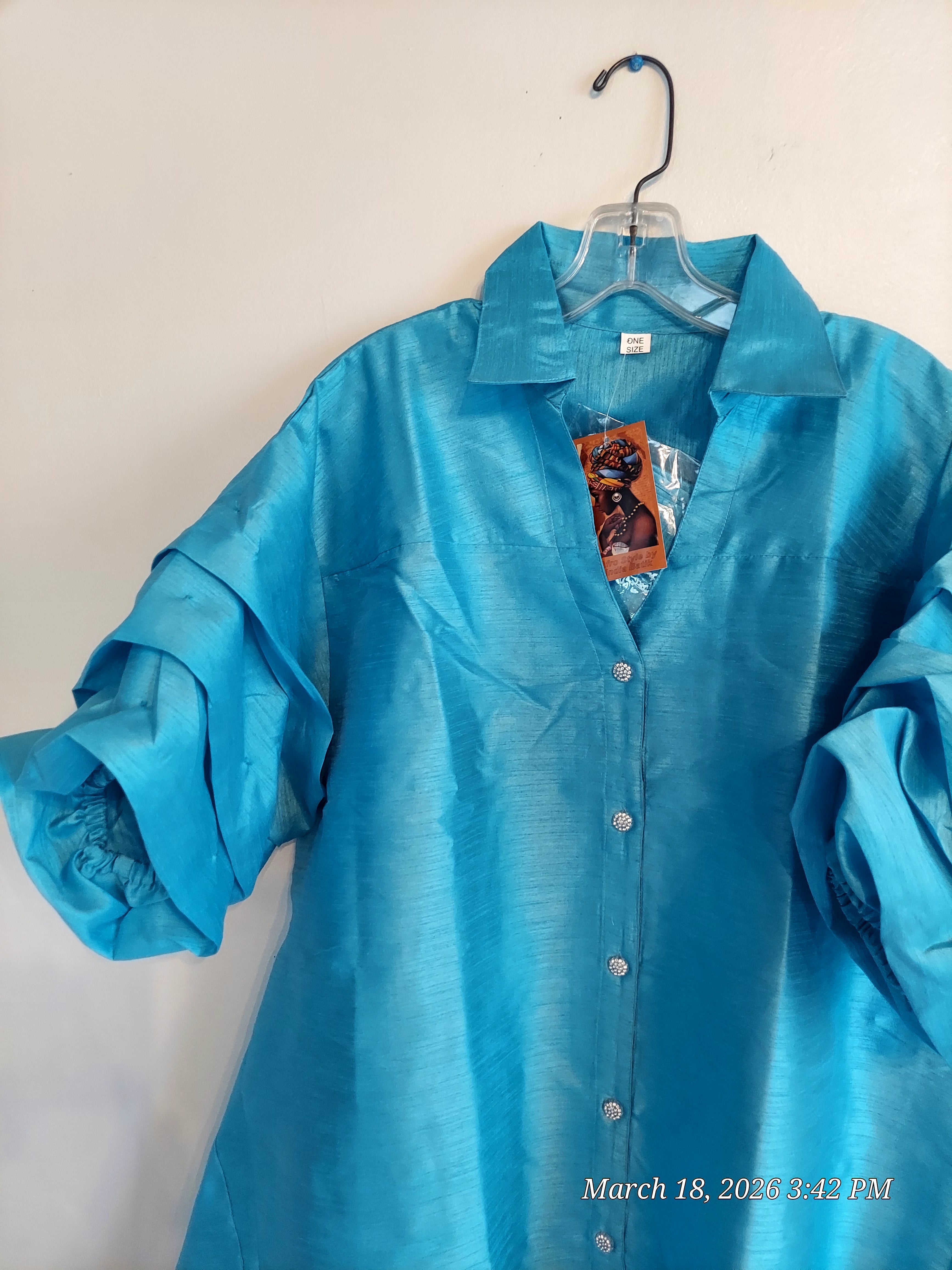 Swing Dress/ Faux Silk/ Ruffle Sleeve - 758