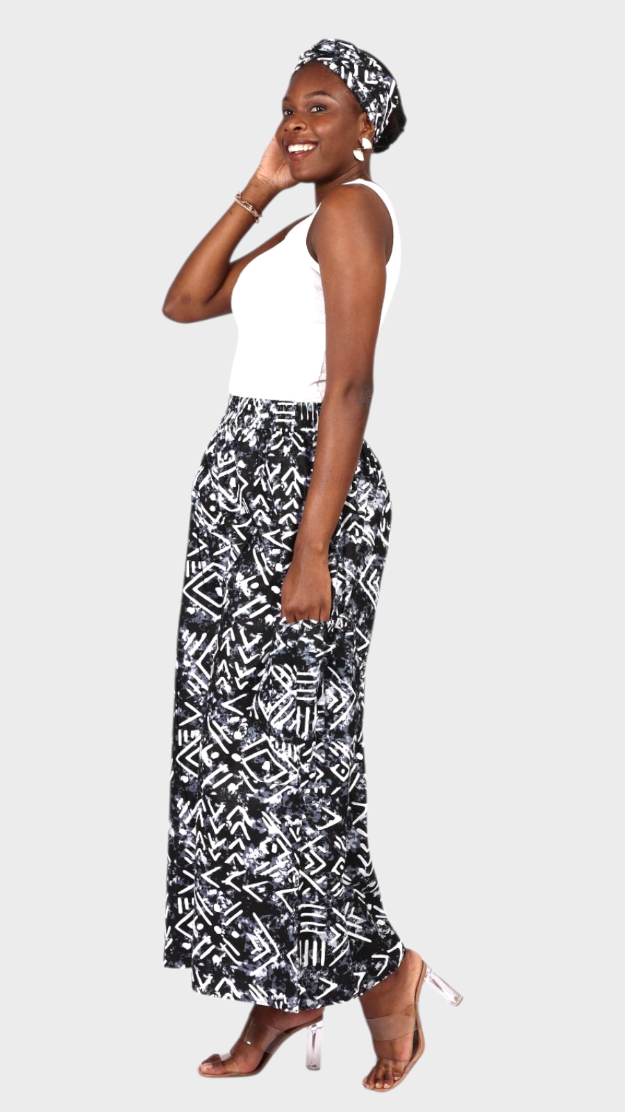 Big Pocket Palazzo Pant Print KVZ809 I