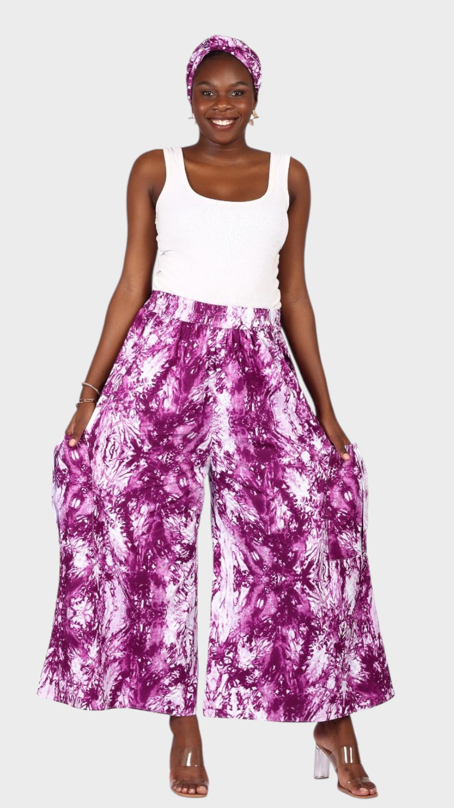 Big Pocket Palazzo Pant Print KVZ809