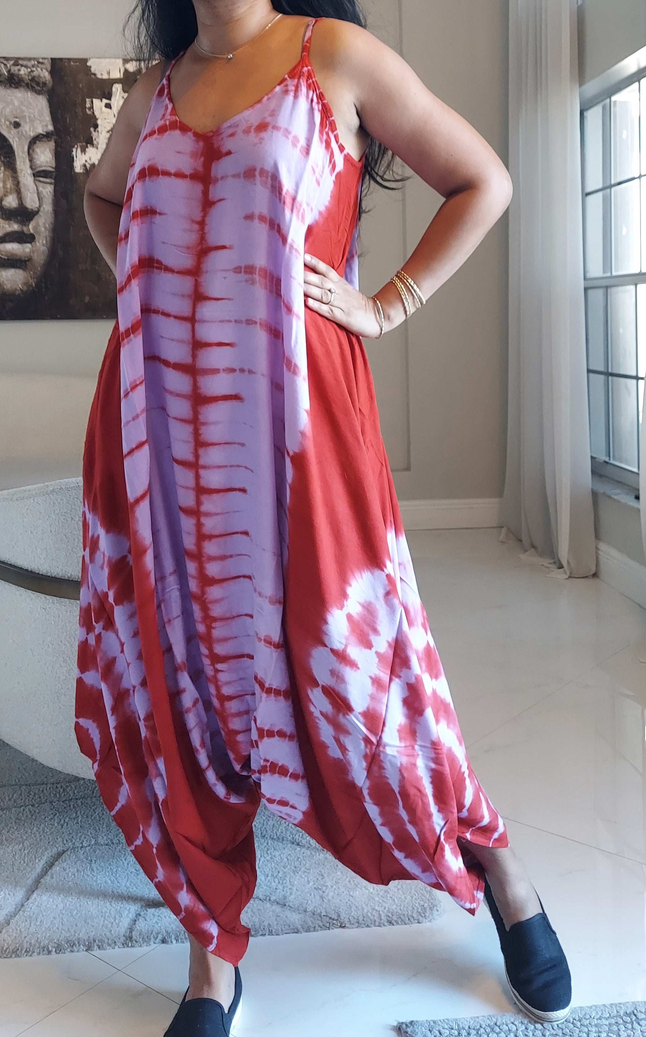 Harem Tie-Dye Jumpsuit Red 1105