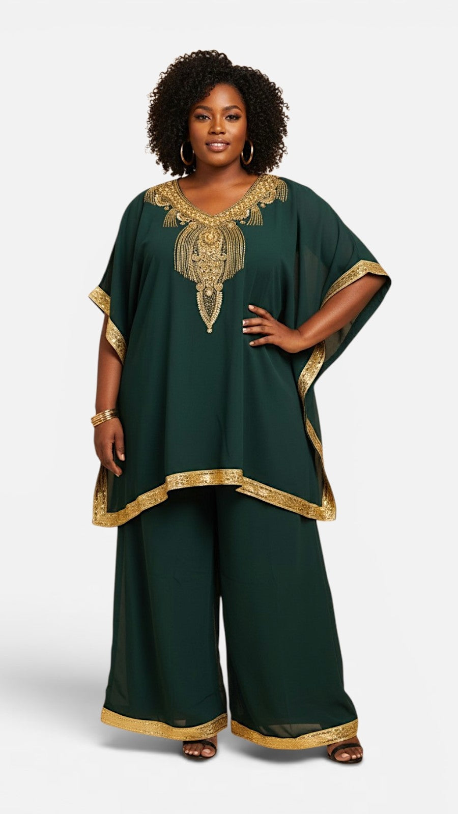 kaftan Palazzo Set Red And Gold - kP05