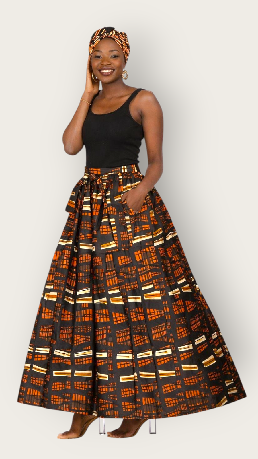 Woman Long Printed Maxi Skirt-1350 E