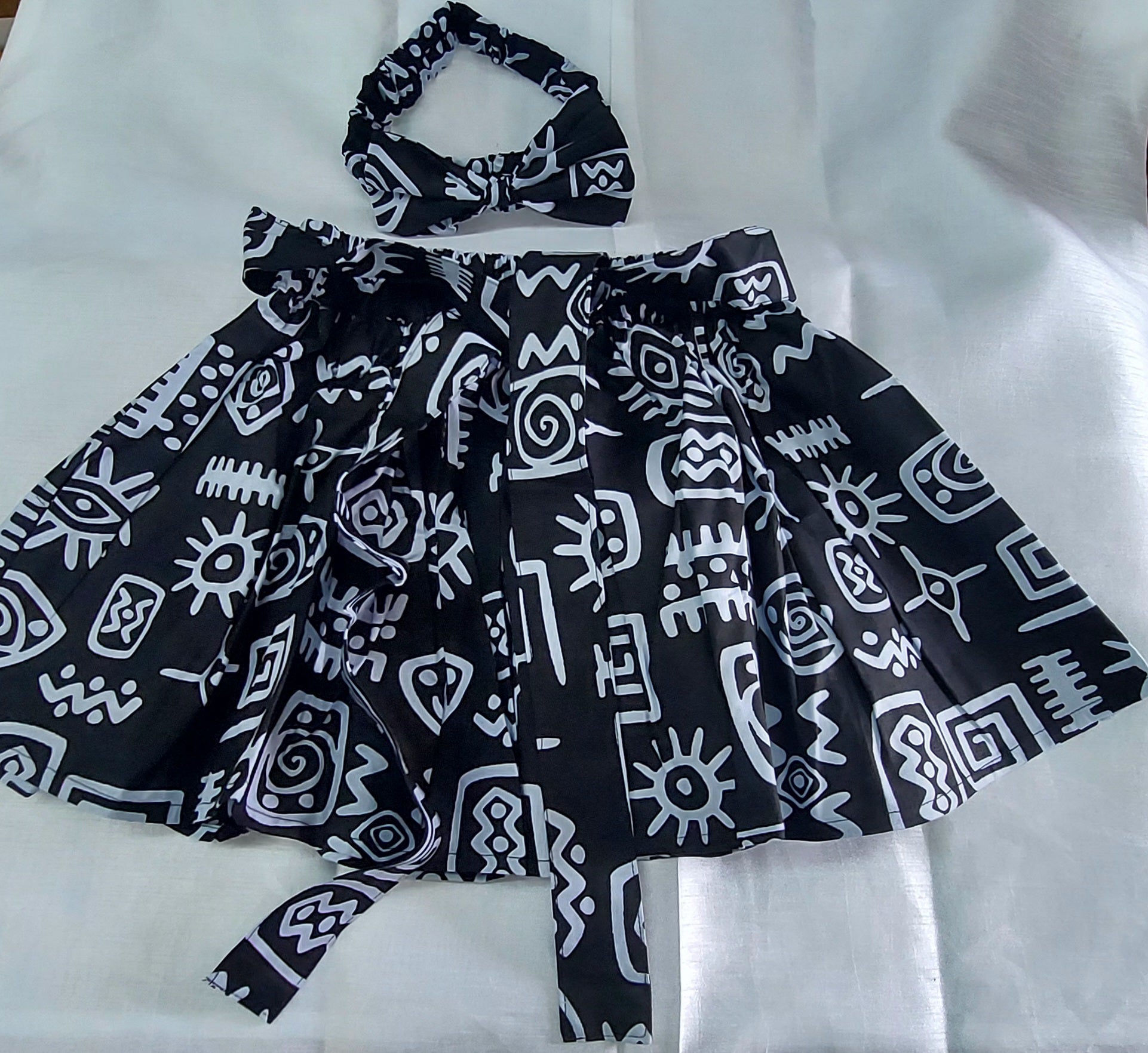 Little Girls Skirt & Head Bow Set-Kids Tribal K05