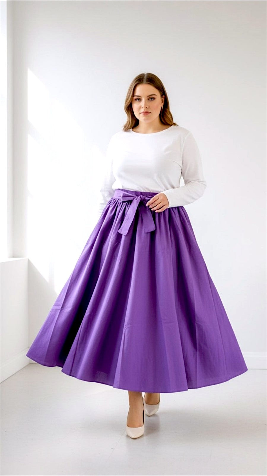 Cotton Maxi Skirt - 7001 Purple
