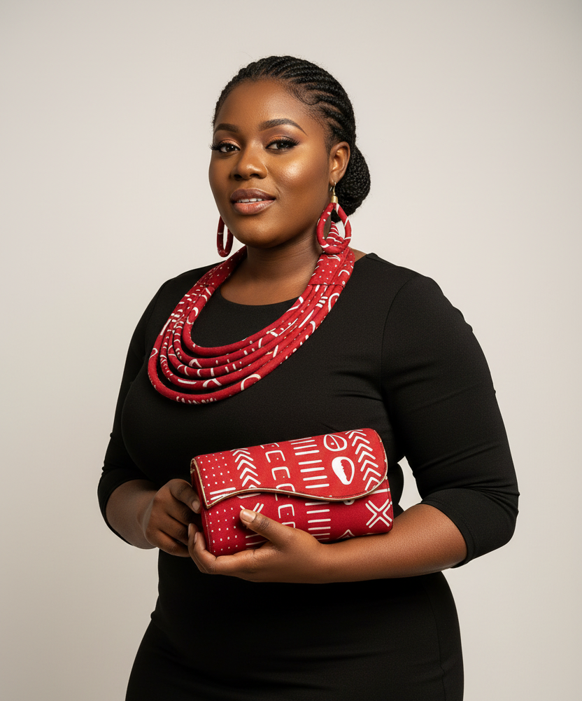 Clutch Bag & Rope  Necklace Set /African Print /Ankara14