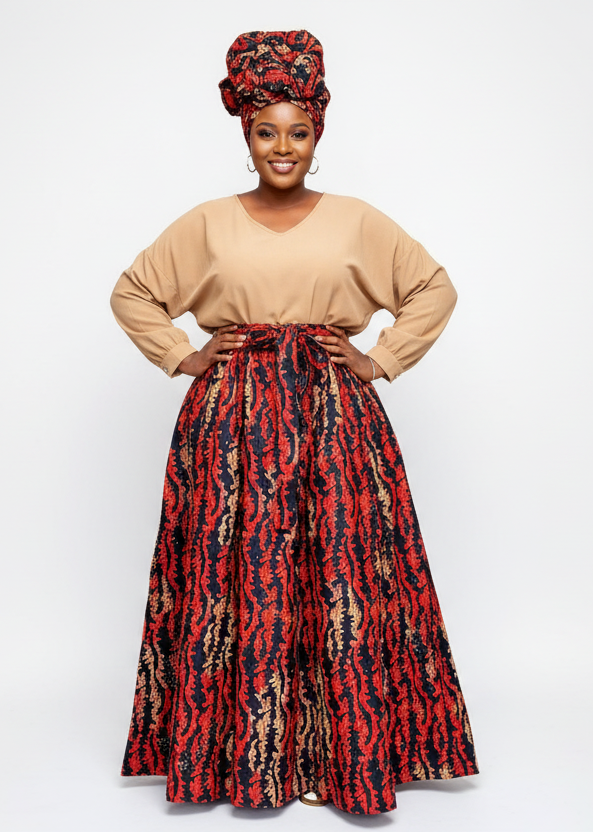 Woman Long Printed Maxi Skirt-1350 F