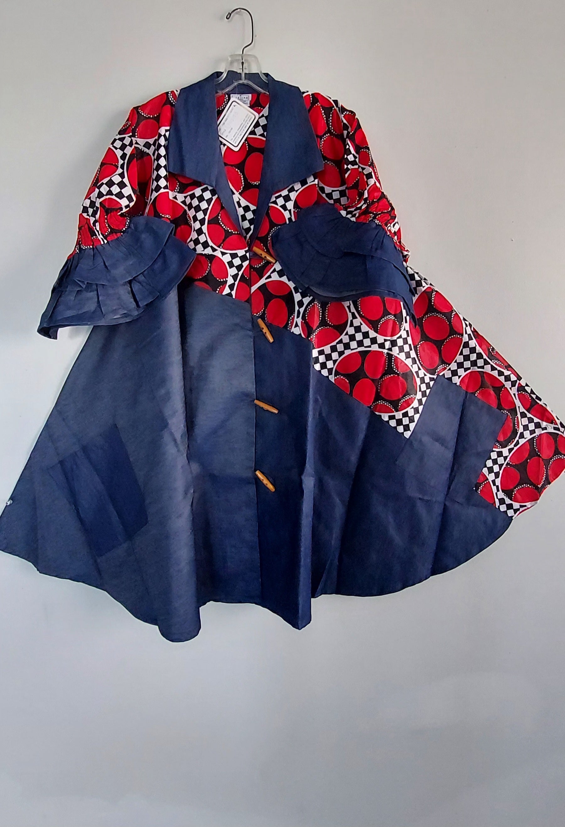 Denim Shirt Dress with Ankara African Print 3139 - N