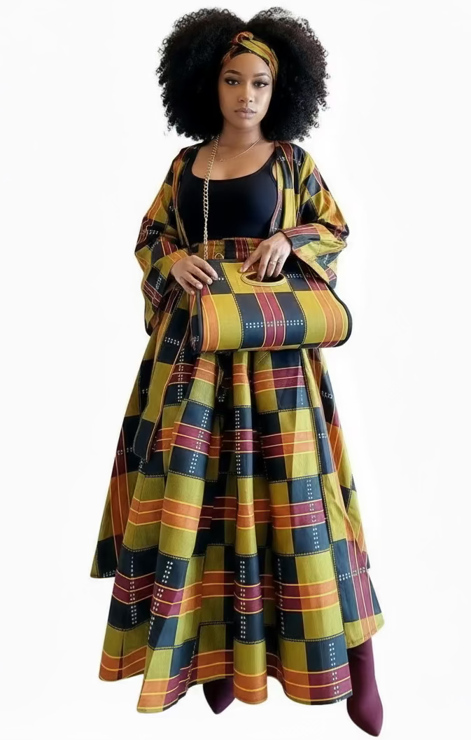 3pcs Set Maxi Skirt Pocketbook wrap Dress H